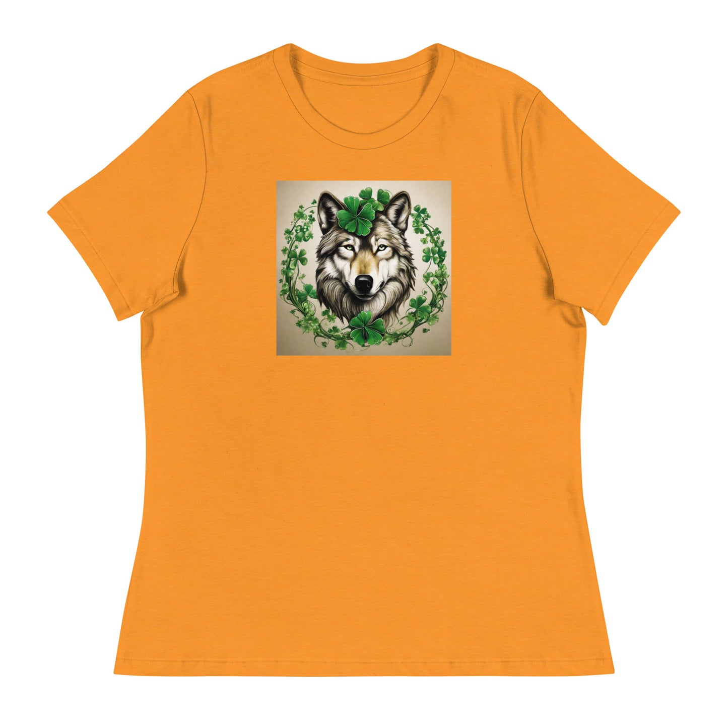 Wolf & Shamrocks Women's St Patrick's Day T-Shirt Heather Marmalade