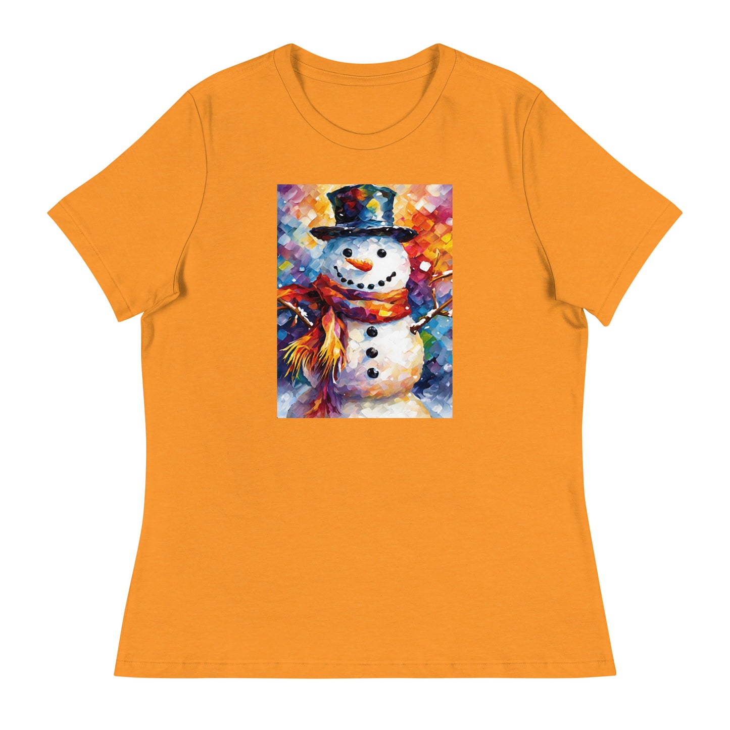 Happy Snowman Women's Christmas T-Shirt Heather Marmalade