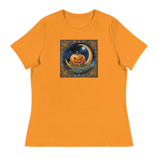 Jack O' Lantern Pumpkin Women's Halloween T-Shirt Heather Marmalade