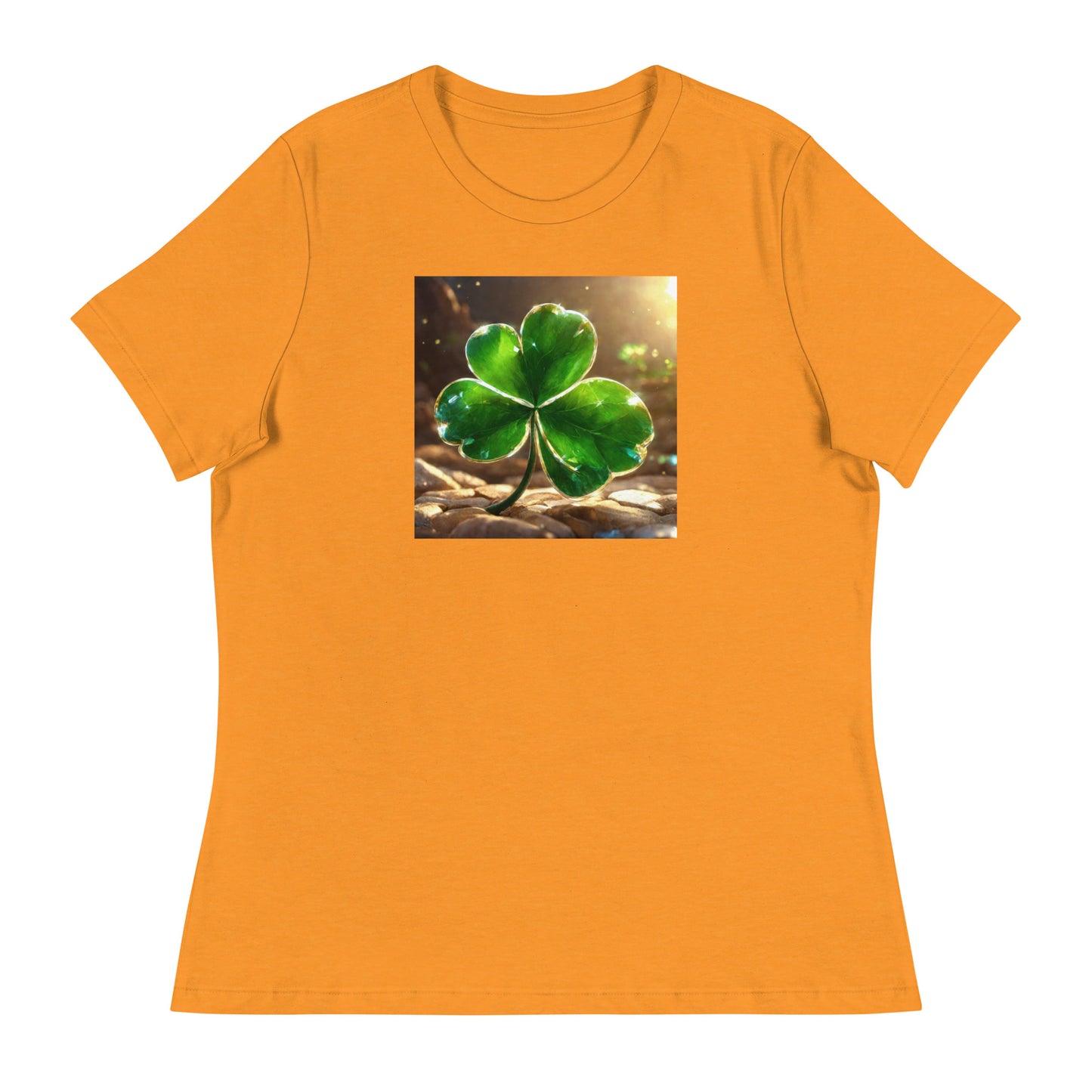 Lucky Four Leaf Clover Women's St Patrick's Day T-Shirt Heather Marmalade