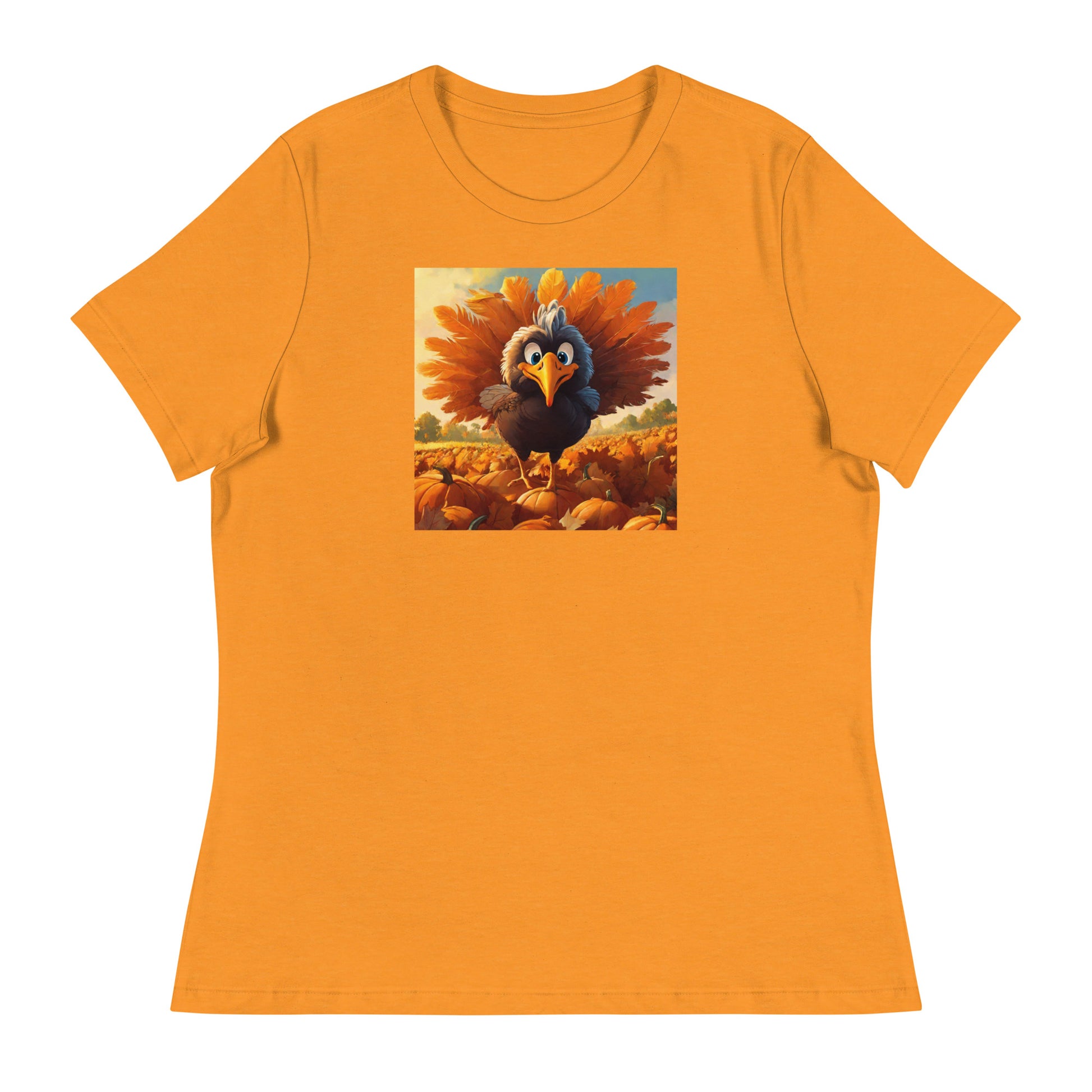 Cute Turkey Women's Thanksgiving T-Shirt Heather Marmalade