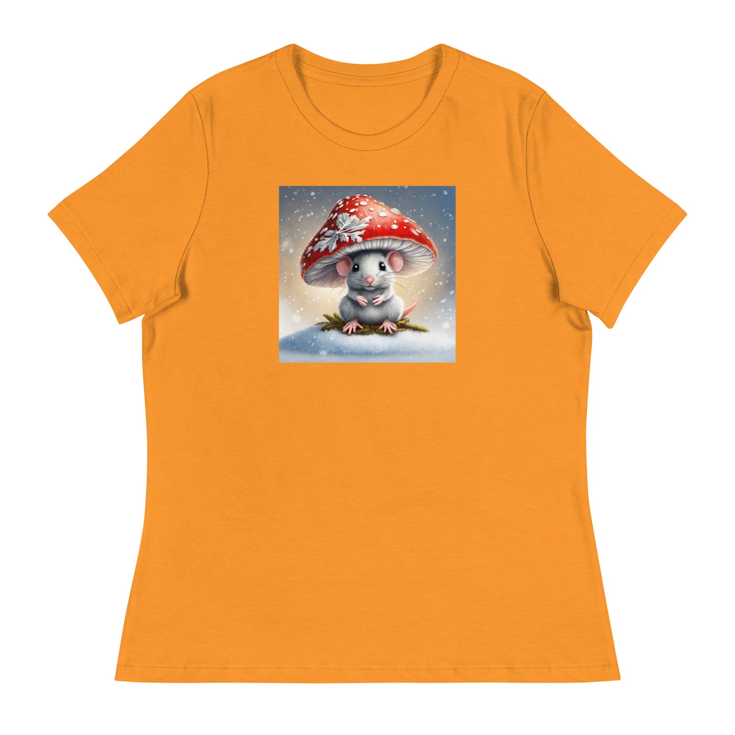 Winter Mouse Women's Holiday T-Shirt Heather Marmalade