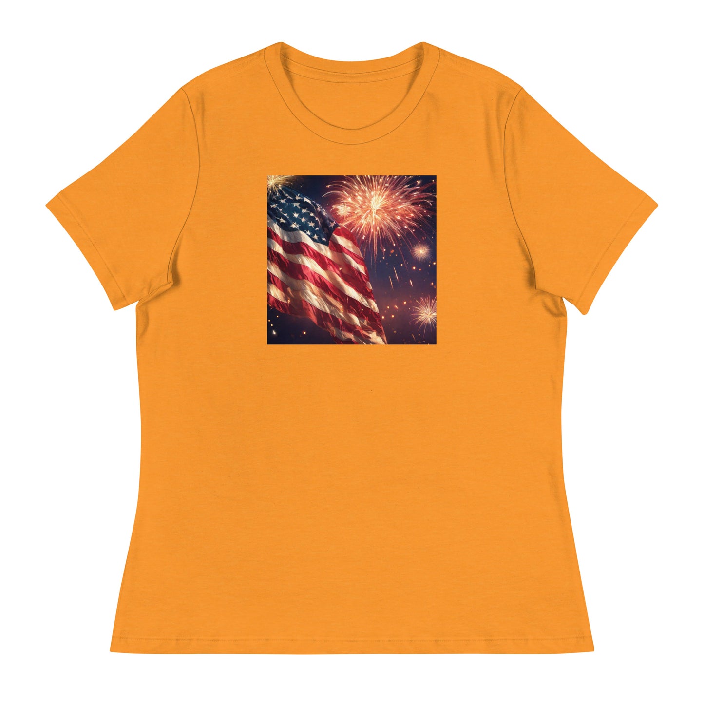 American Flag Women's 4th of July T-Shirt Heather Marmalade