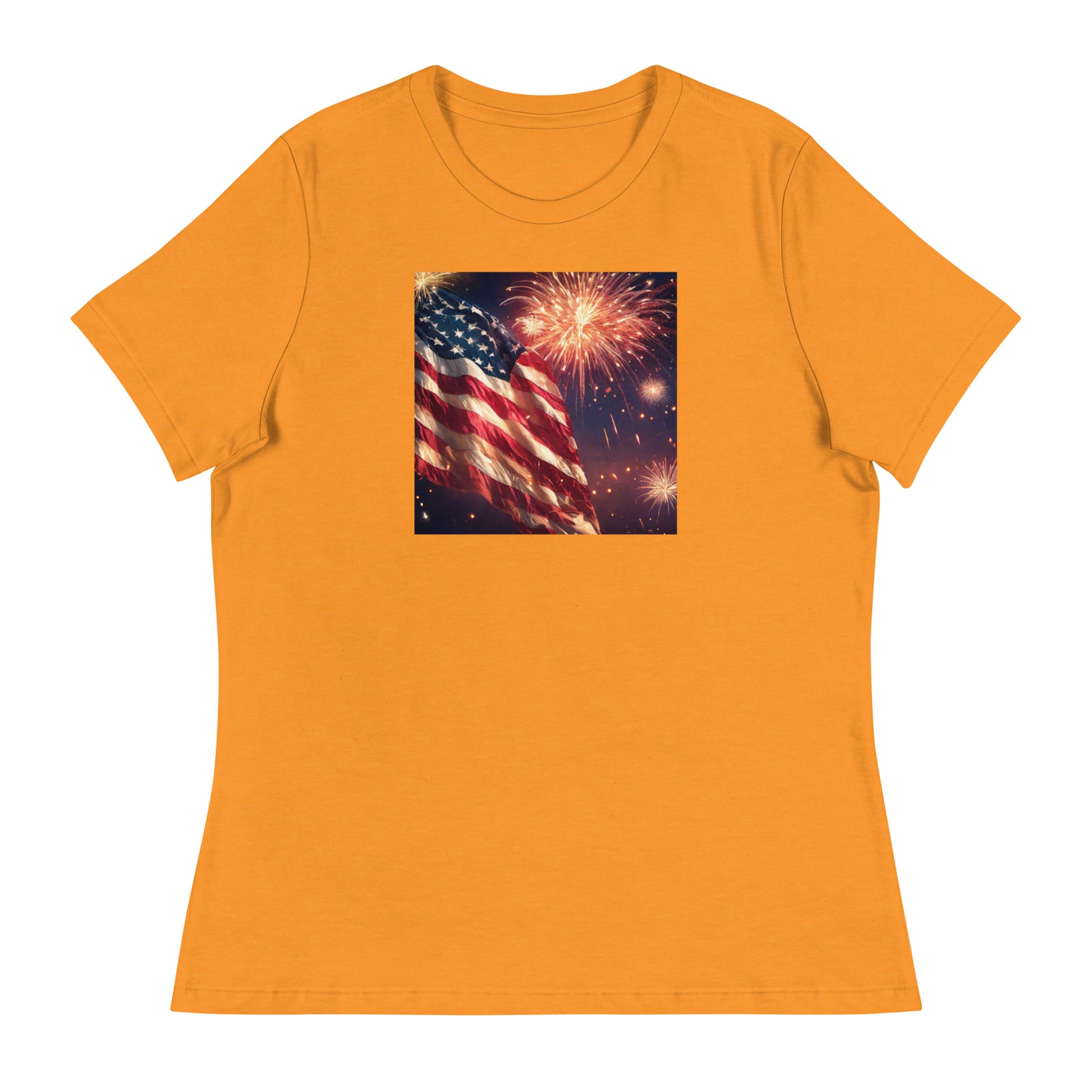 American Flag Women's 4th of July T-Shirt Heather Marmalade