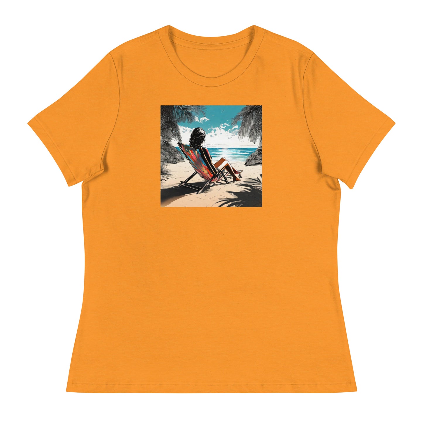 Relaxing on the Beach Women's Summer T-Shirt Heather Marmalade