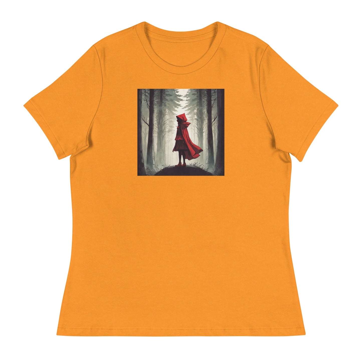 Bold Red Riding Hood in Forest Women's Fairy Tale T-Shirt Heather Marmalade