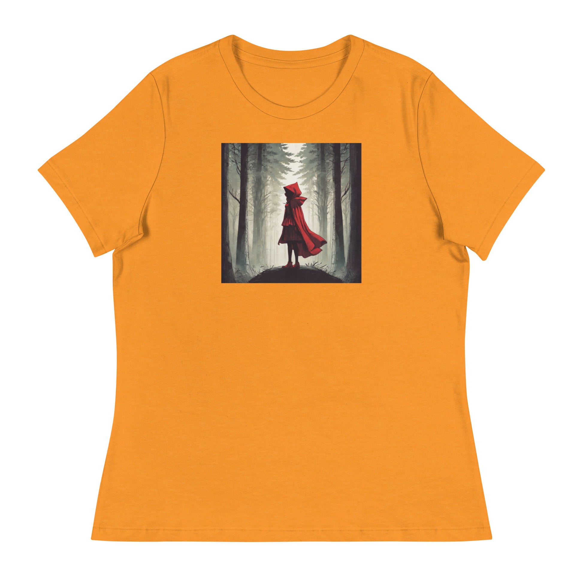 Bold Red Riding Hood in Forest Women's Fairy Tale T-Shirt Heather Marmalade