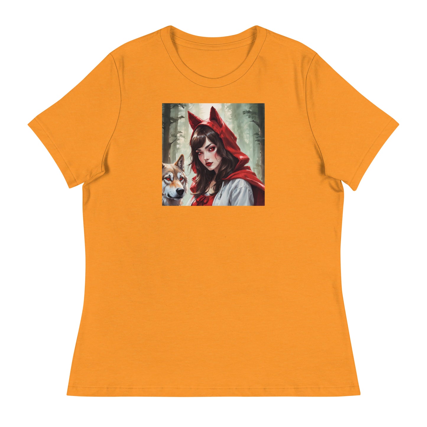 Red Riding Hood Colluding with the Wolf Women's Fairy Tale T-Shirt Heather Marmalade