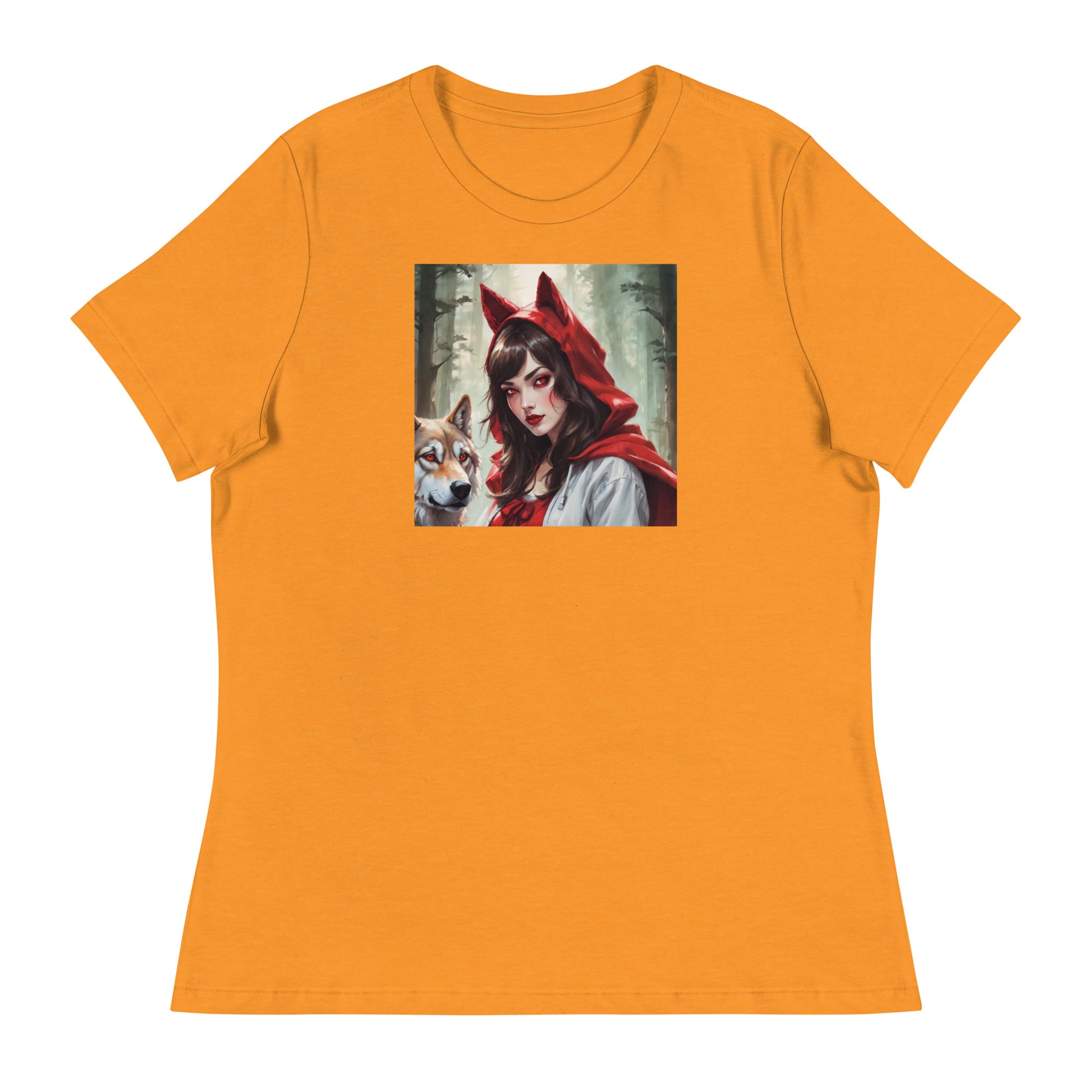 Red Riding Hood Colluding with the Wolf Women's Fairy Tale T-Shirt Heather Marmalade