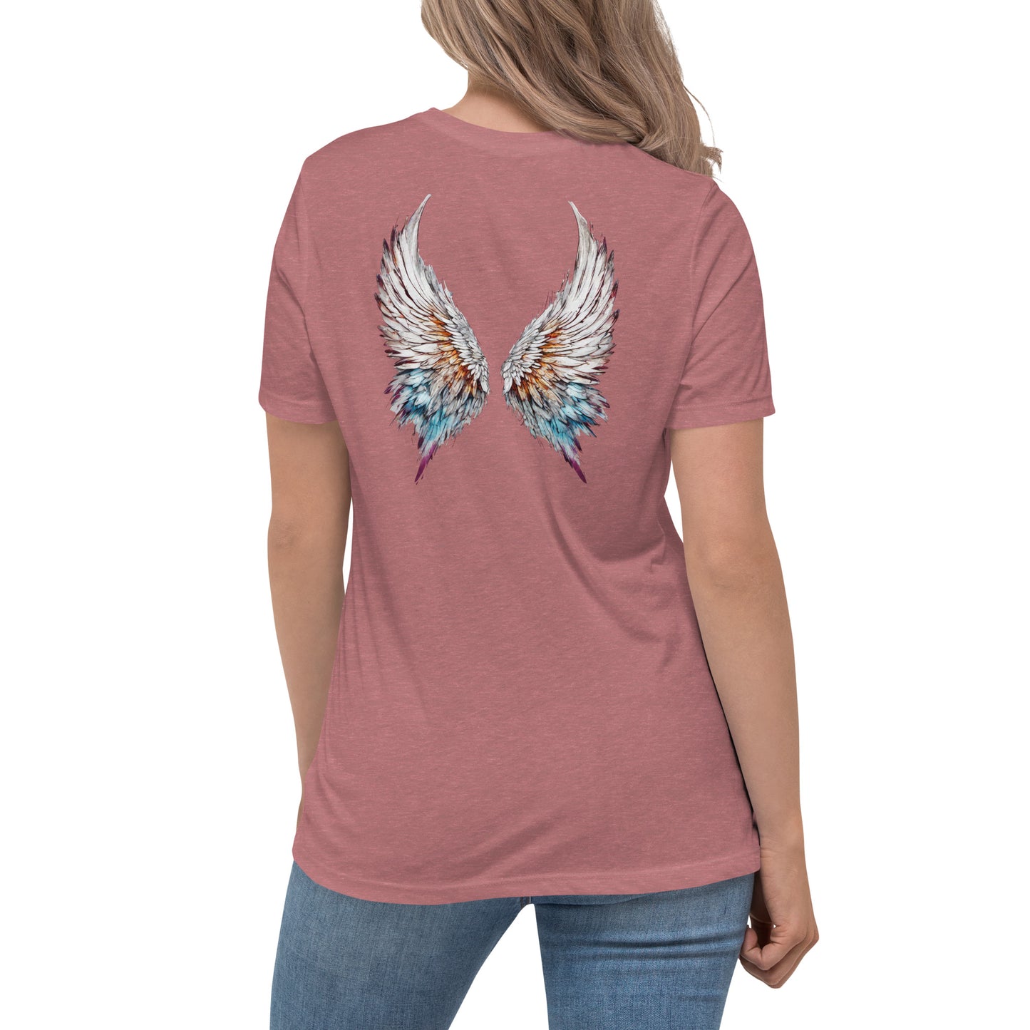 Colorful Angel Wings Women's T-Shirt Heather Mauve