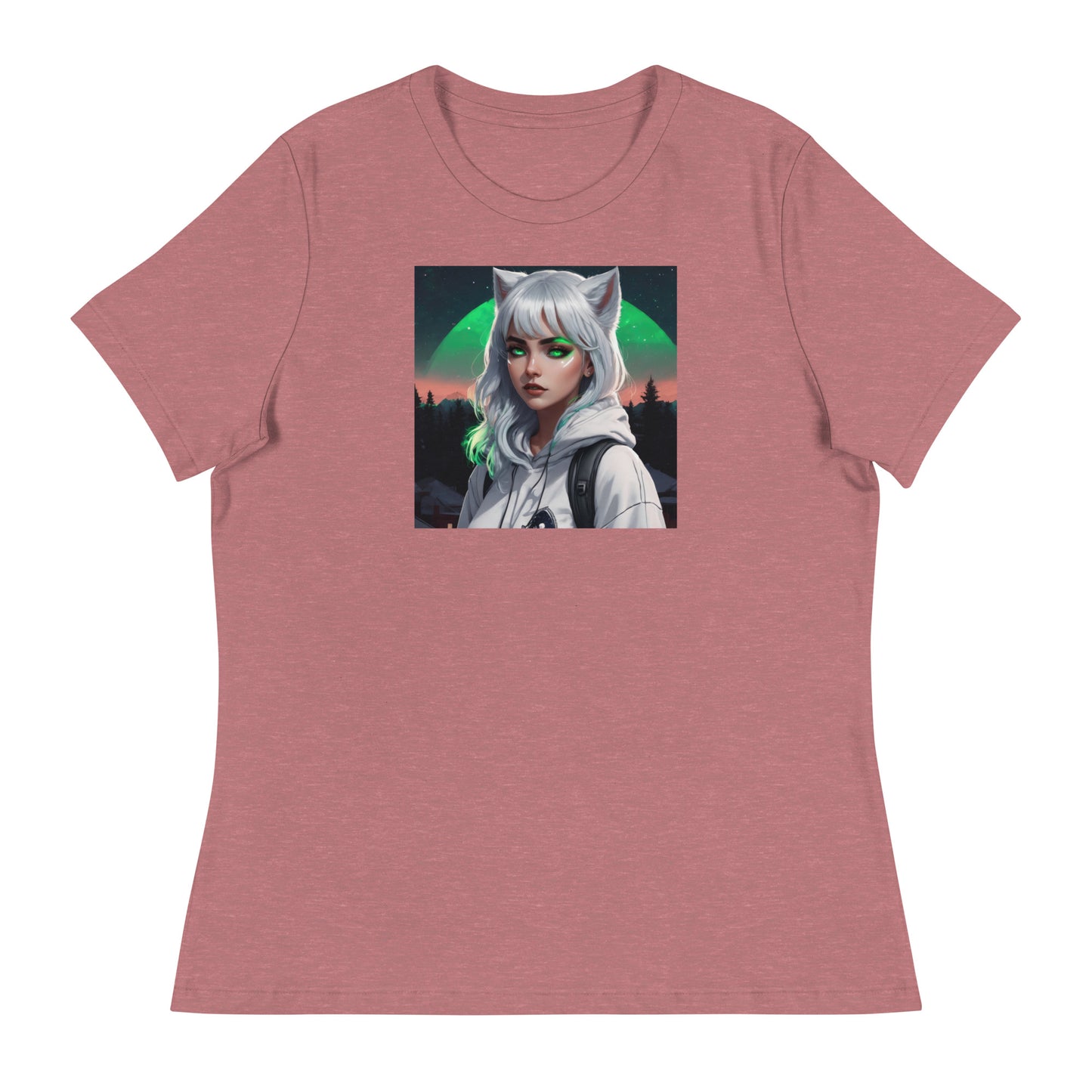 Cute Fox Girl Women's Graphic Tee Heather Mauve