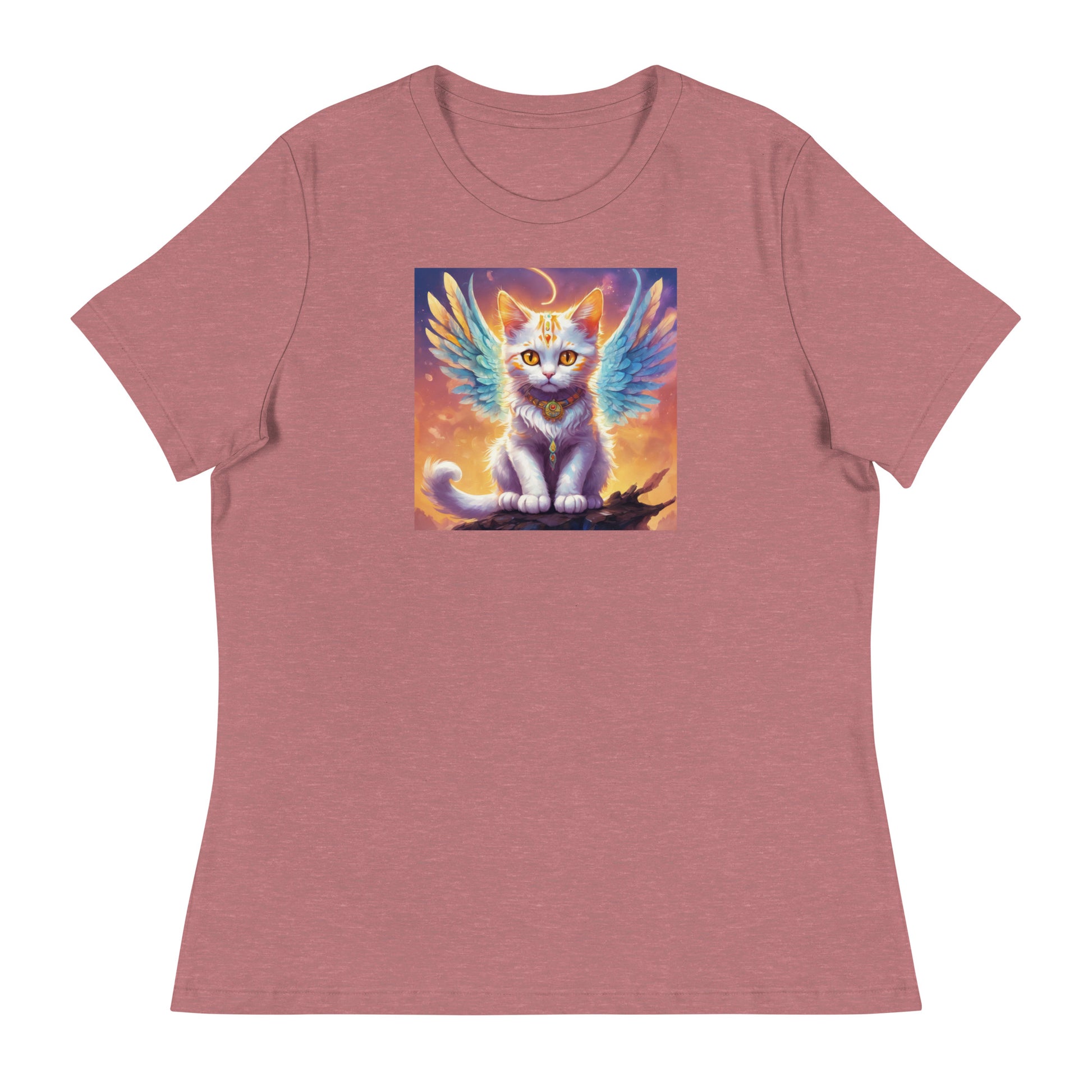 Cat with Wings Women's Graphic Tee Heather Mauve