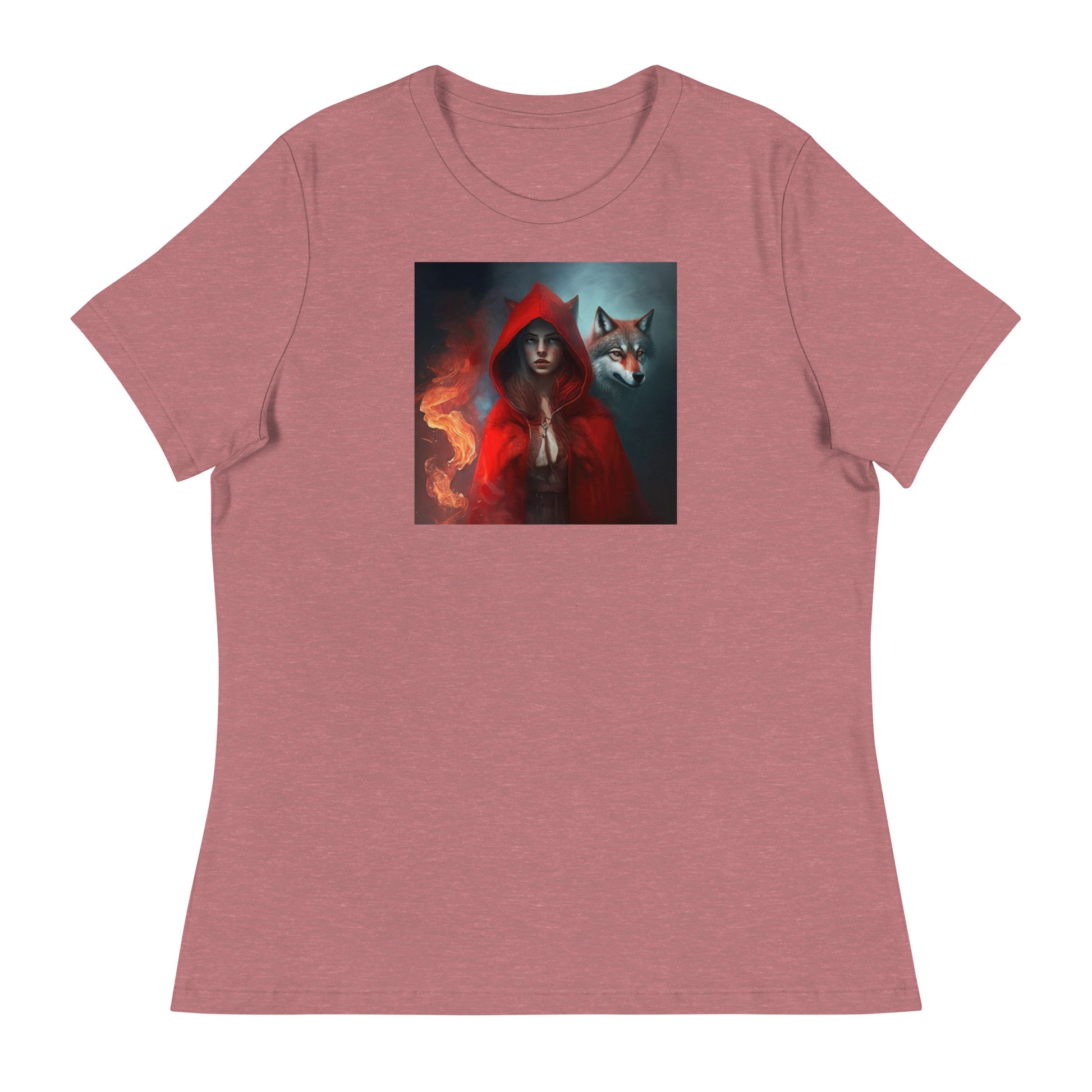 Fiery Red Riding Hood & Wolf Women's T-Shirt Heather Mauve