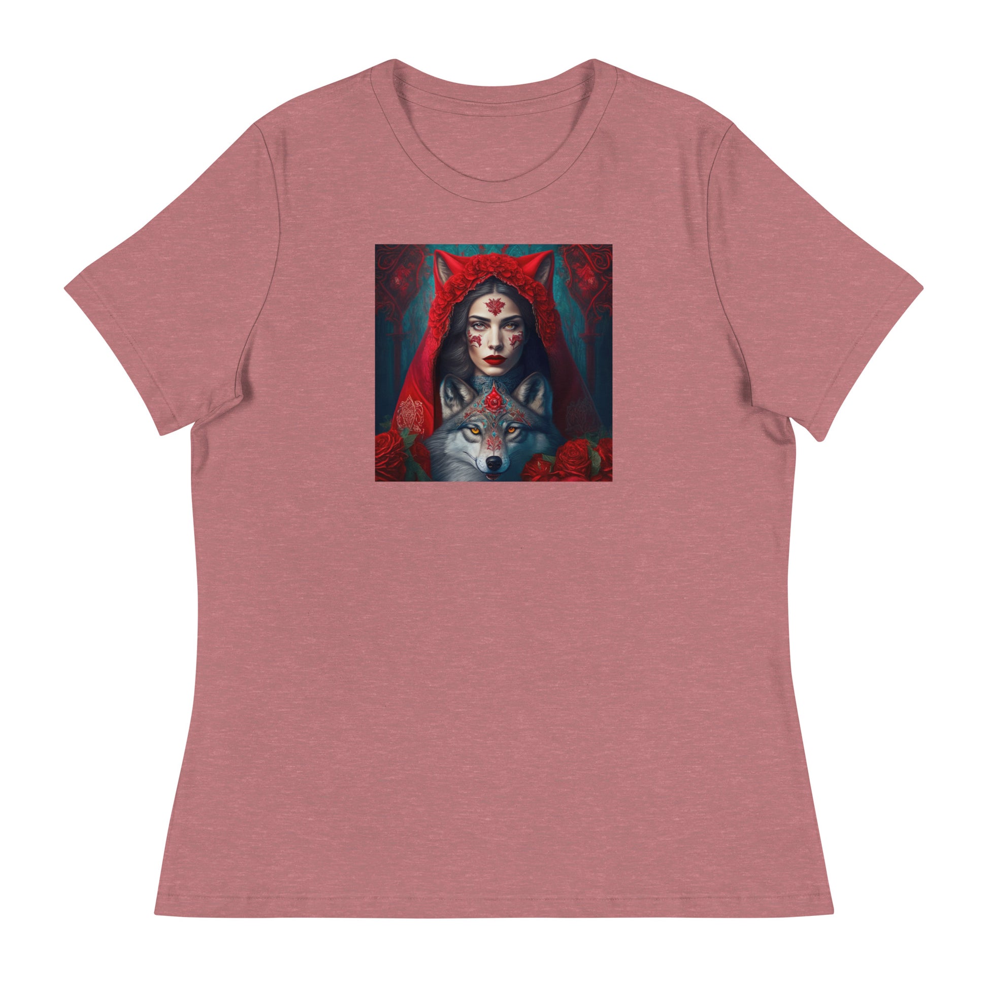 Red Riding Hood Unites with the Wolf Women's T-Shirt Heather Mauve