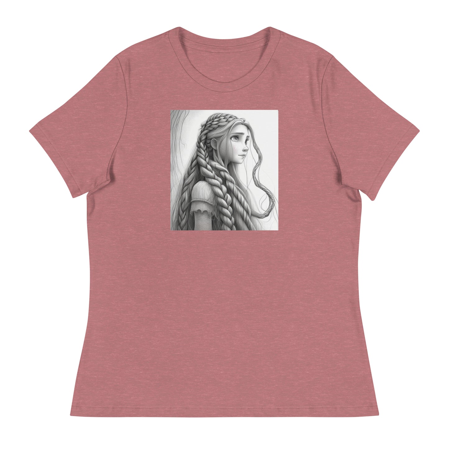 Rapunzel Sketch Women's Fairy Tale T-Shirt Heather Mauve