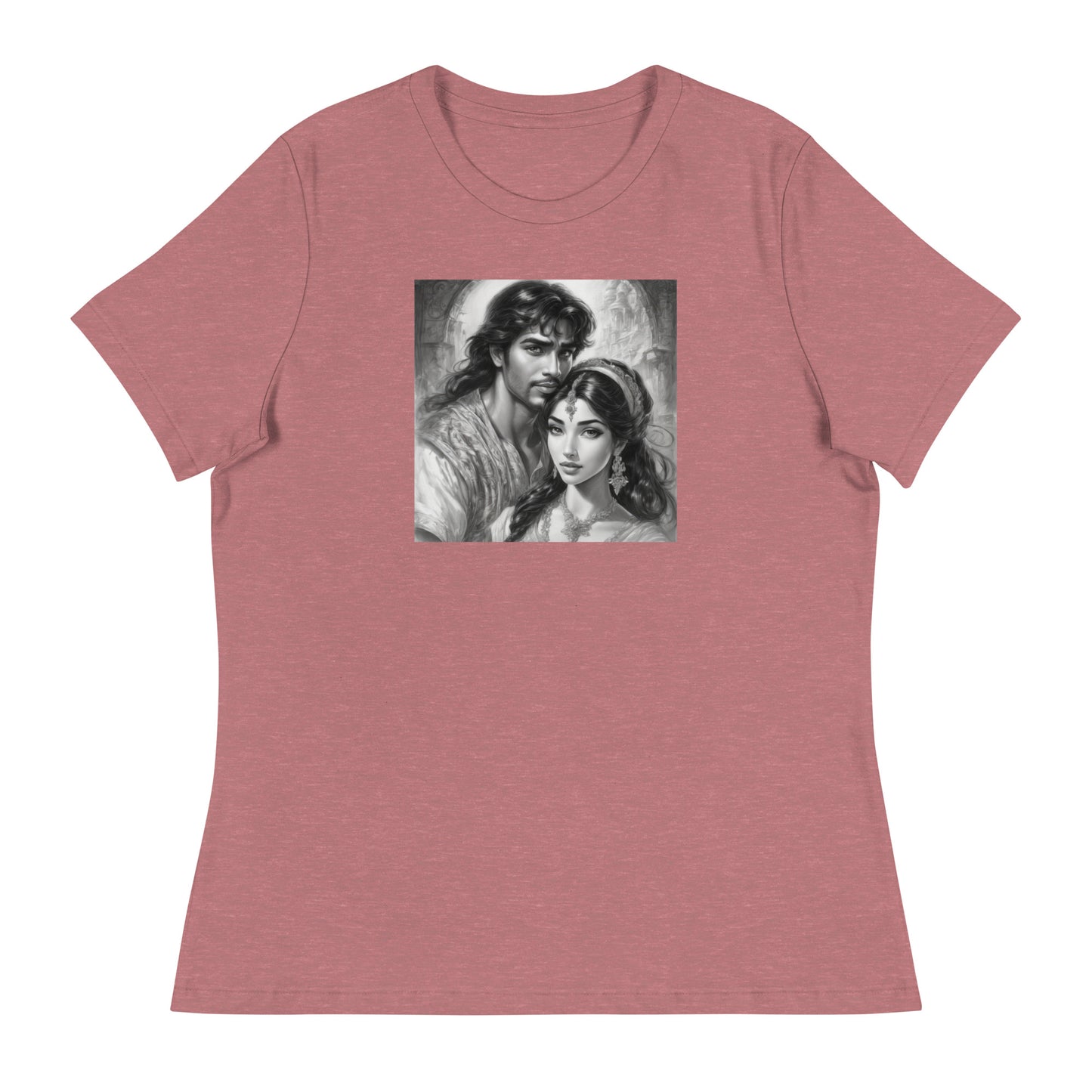 Jasmine & Aladdin Portrait Women's Fairy Tale T-Shirt Heather Mauve