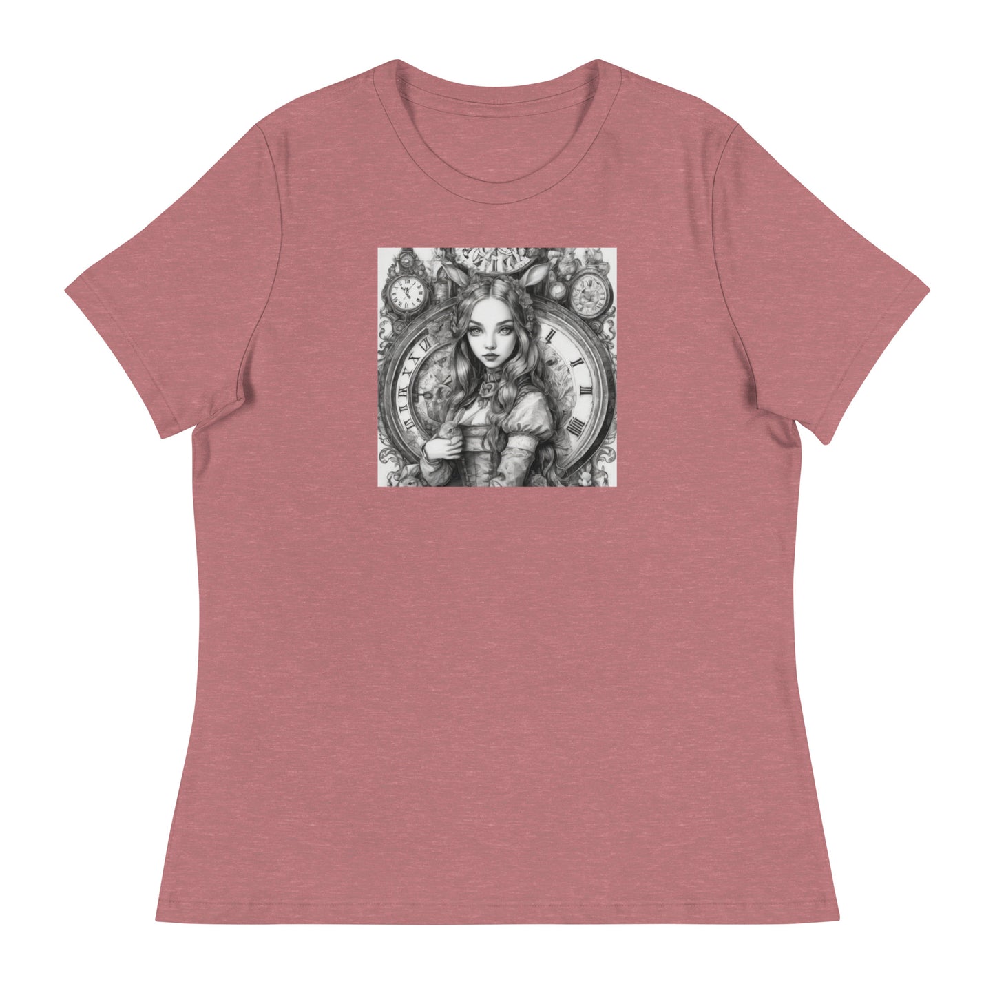 Alice in Wonderland Clockwork Women's T-Shirt Heather Mauve