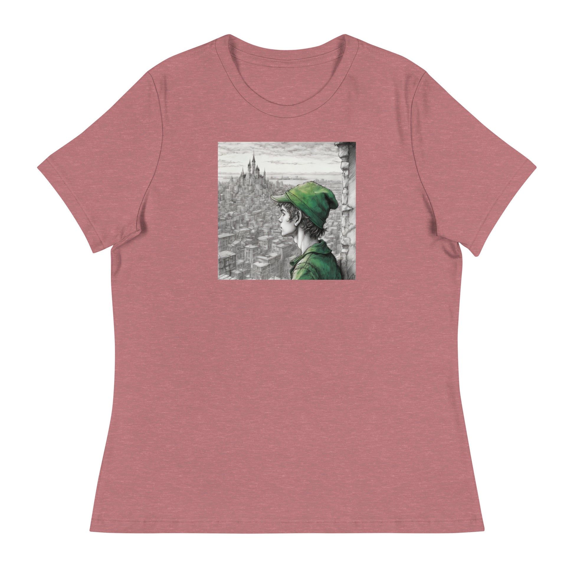 Peter Pan Overlooking the City Women's T-Shirt Heather Mauve