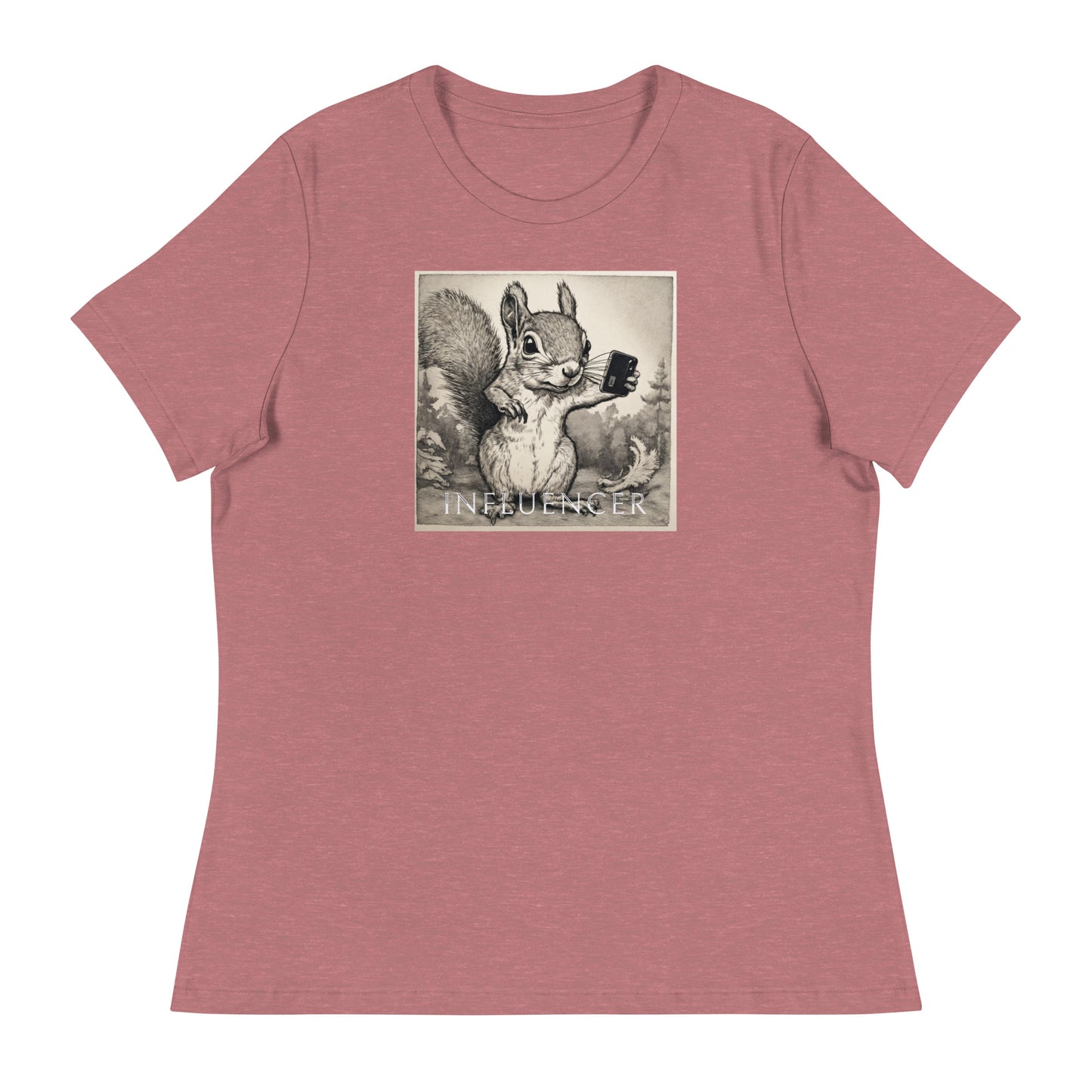 Squirrel Influencer Women's Funny Shirt Heather Mauve