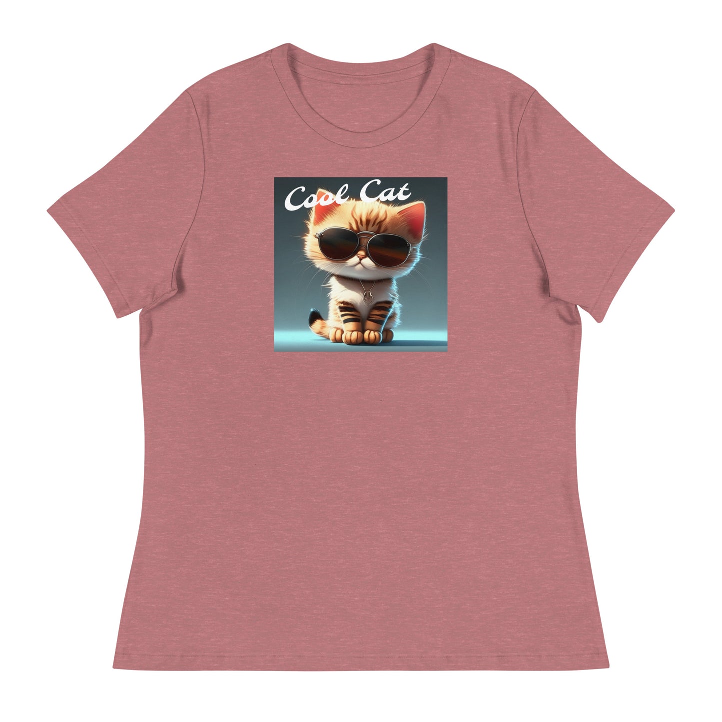 Cool Cat Women's Funny T-Shirt Heather Mauve