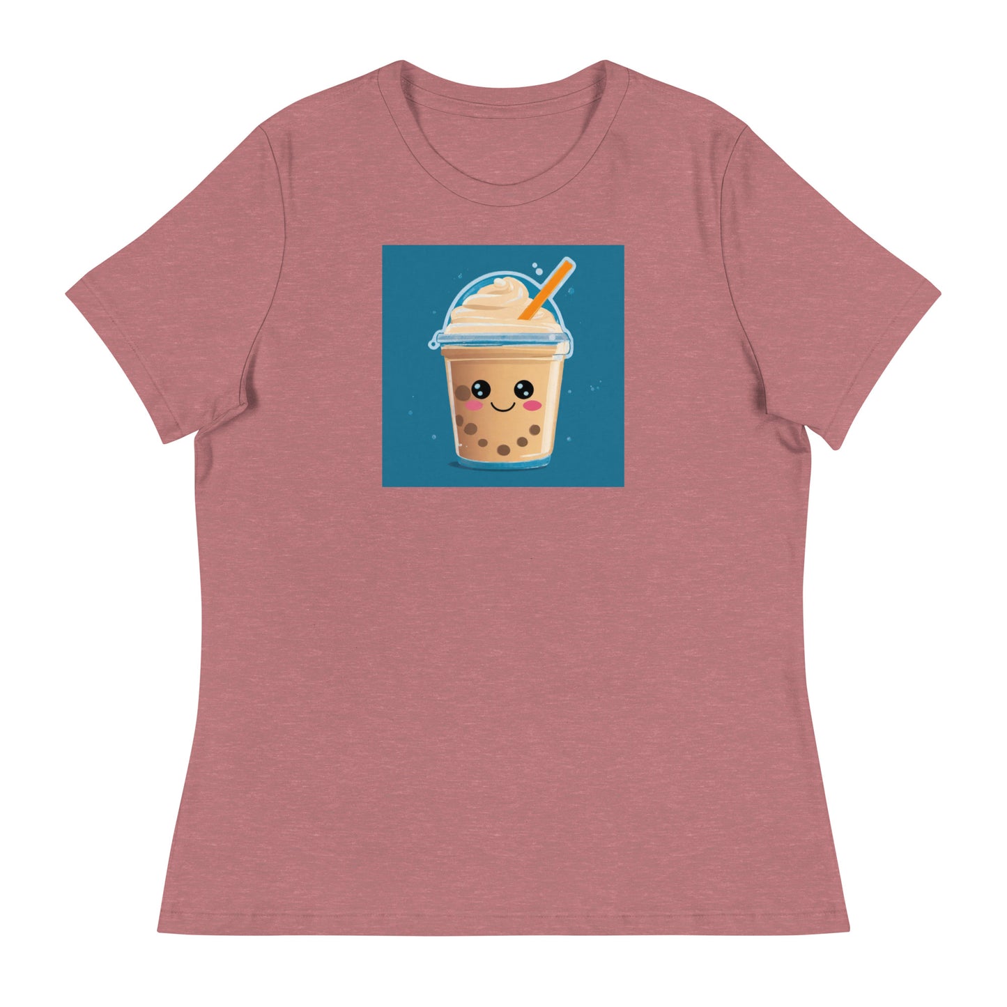 Boba Bubble Milk Tea Women's Funny Graphic Tee Heather Mauve