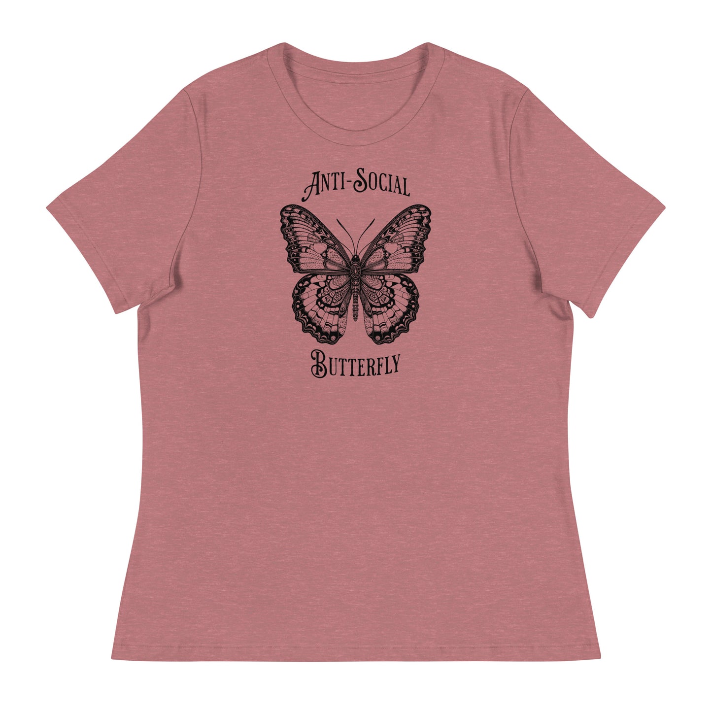 Anti-Social Butterfly Women's Funny T-Shirt Heather Mauve