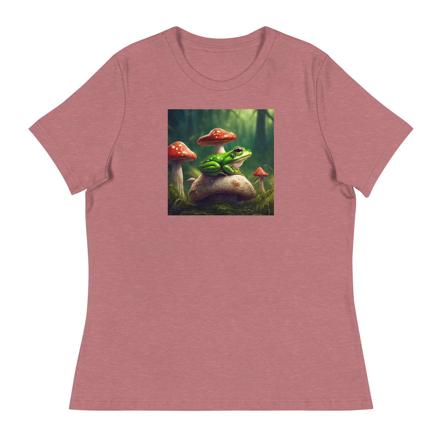 Frog & Mushrooms Women's Animal T-Shirt Heather Mauve