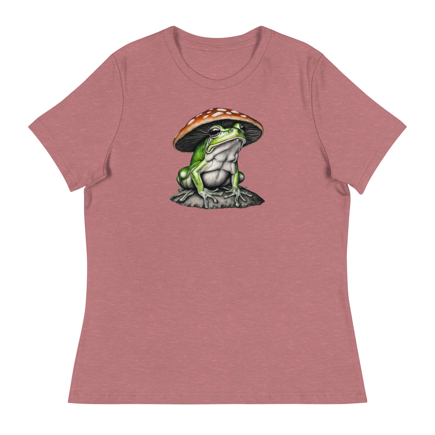 Frog in Shroom Cap Women's Graphic Tee Heather Mauve