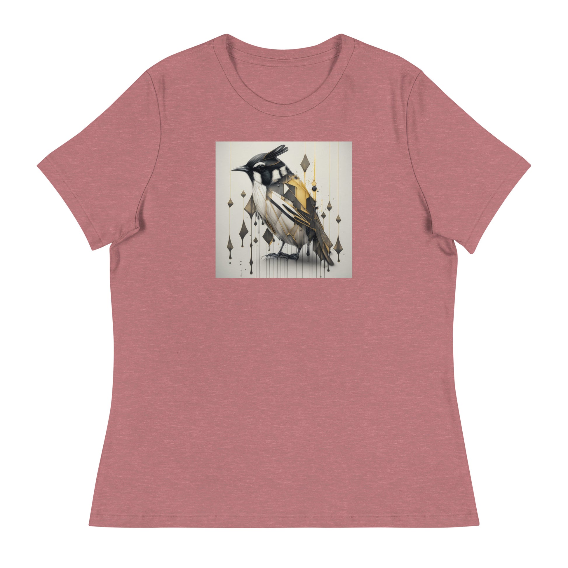 Geometric Chickadee Bird Women's Graphic Tee Heather Mauve