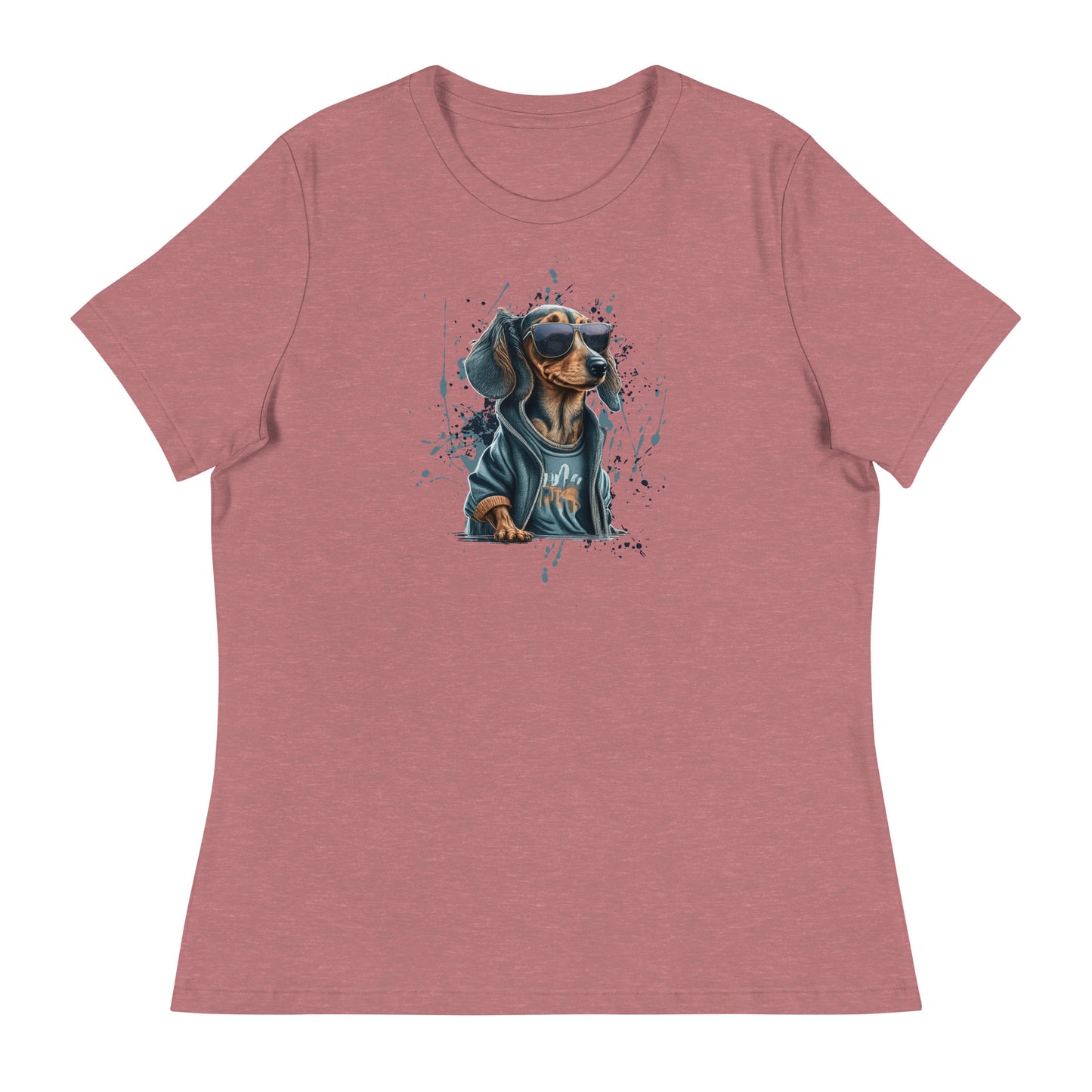 Cool Dachshund in Sunglasses Women's Dog T-Shirt Heather Mauve