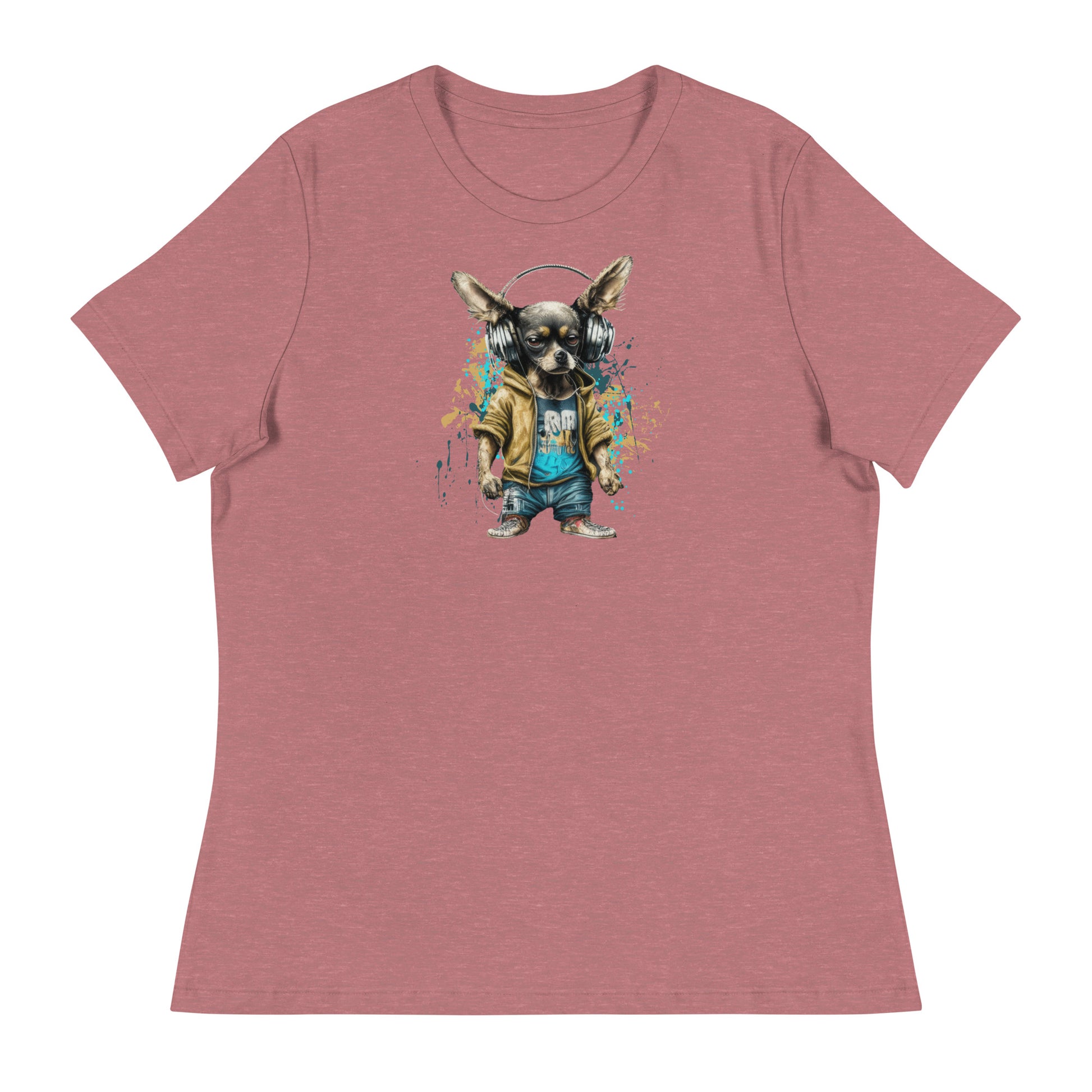 Cool Beats Chihuahua Women's Animal T-Shirt Heather Mauve