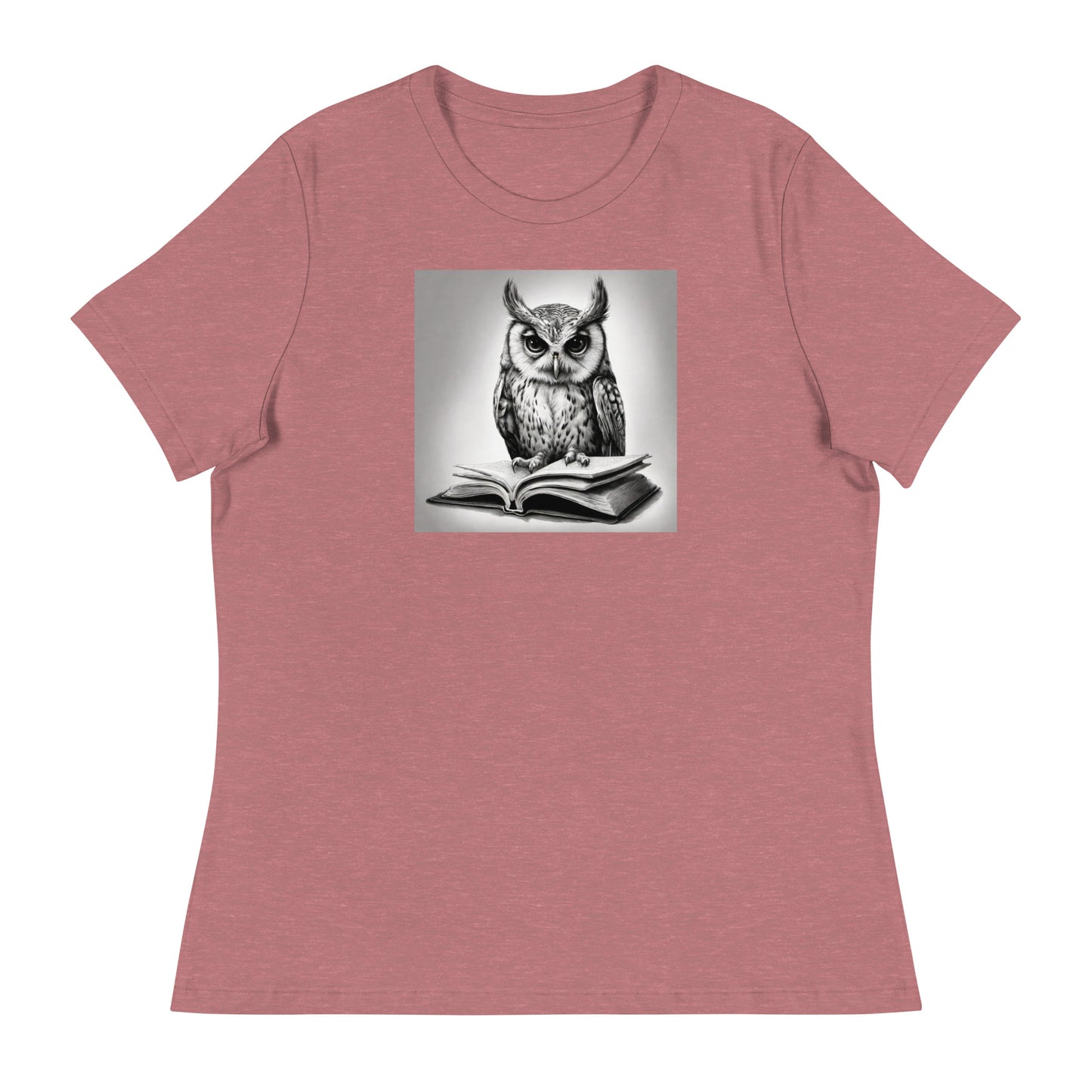 Booksmart Owl Women's Book Lover T-Shirt Heather Mauve