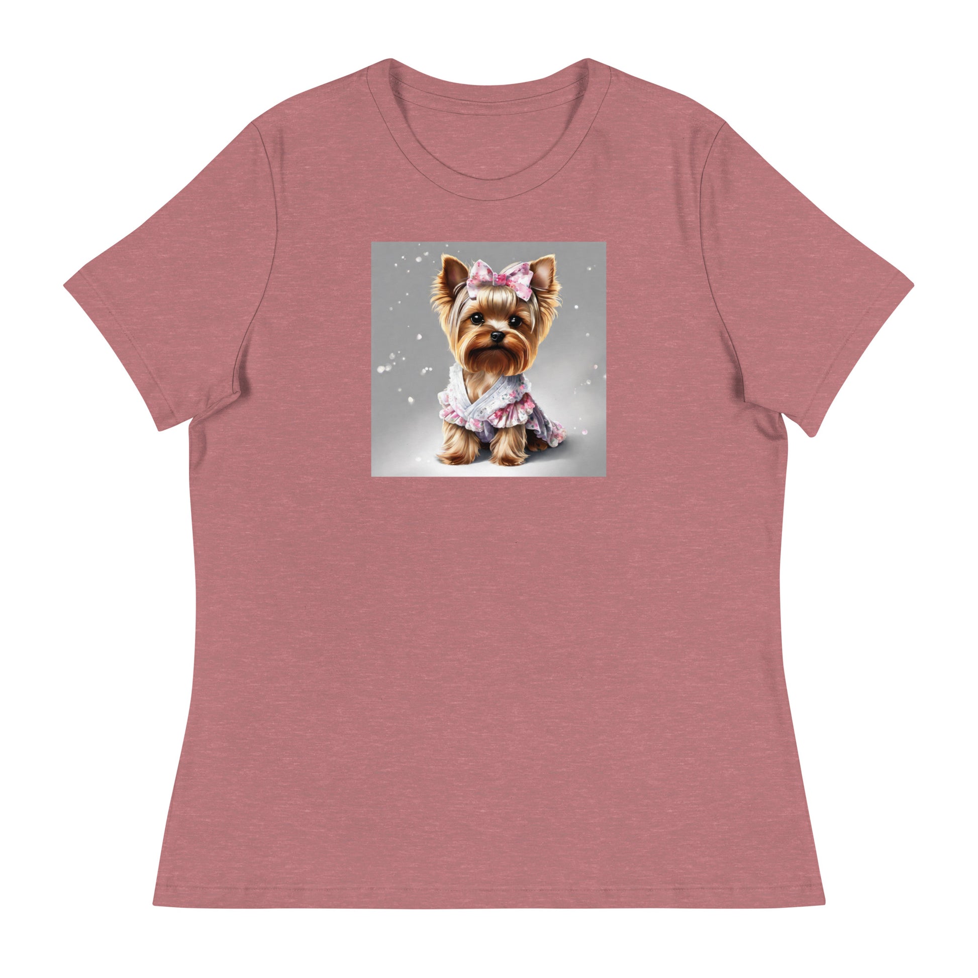 Yorkie Princess Women's Dog Lover T-Shirt Heather Mauve