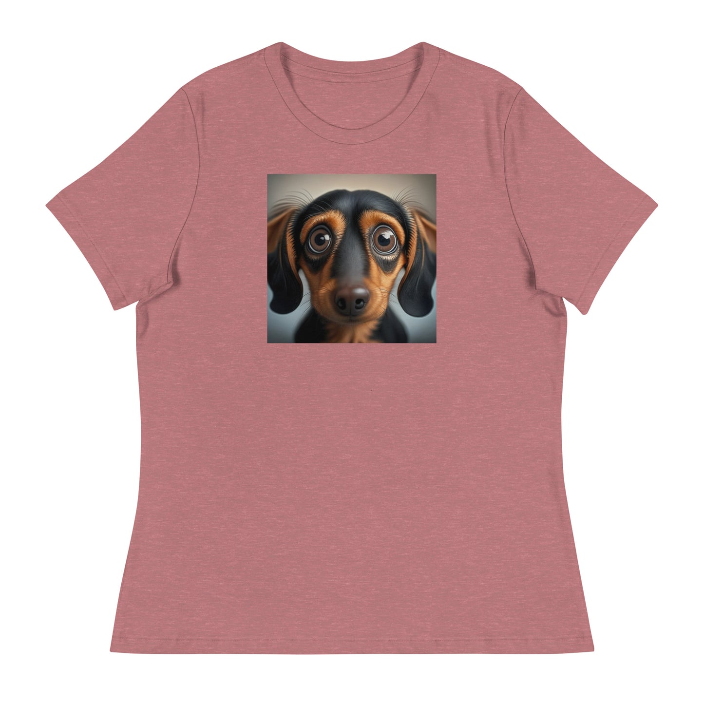 Dachshund with Puppy Dog Eyes Women's Weiner Dog T-Shirt Heather Mauve