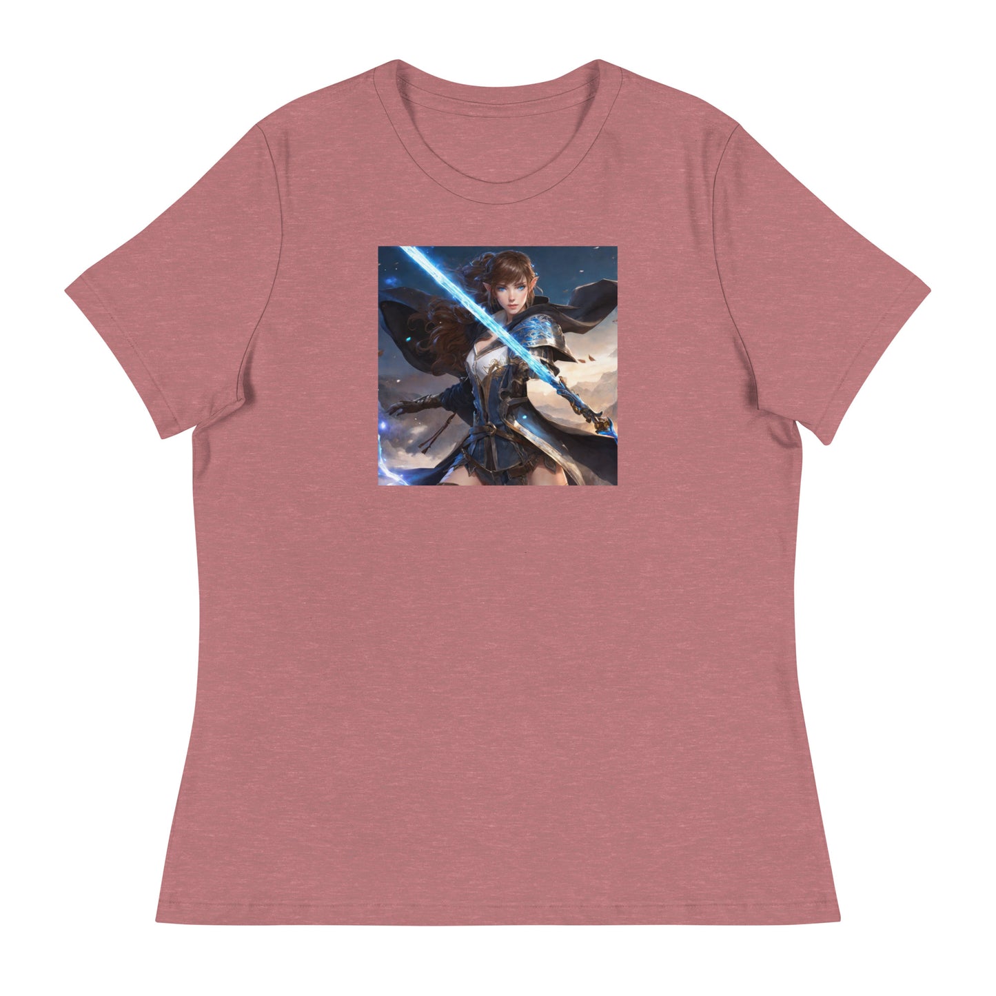 Elven Defender Women's Fantasy Anime T-Shirt Heather Mauve