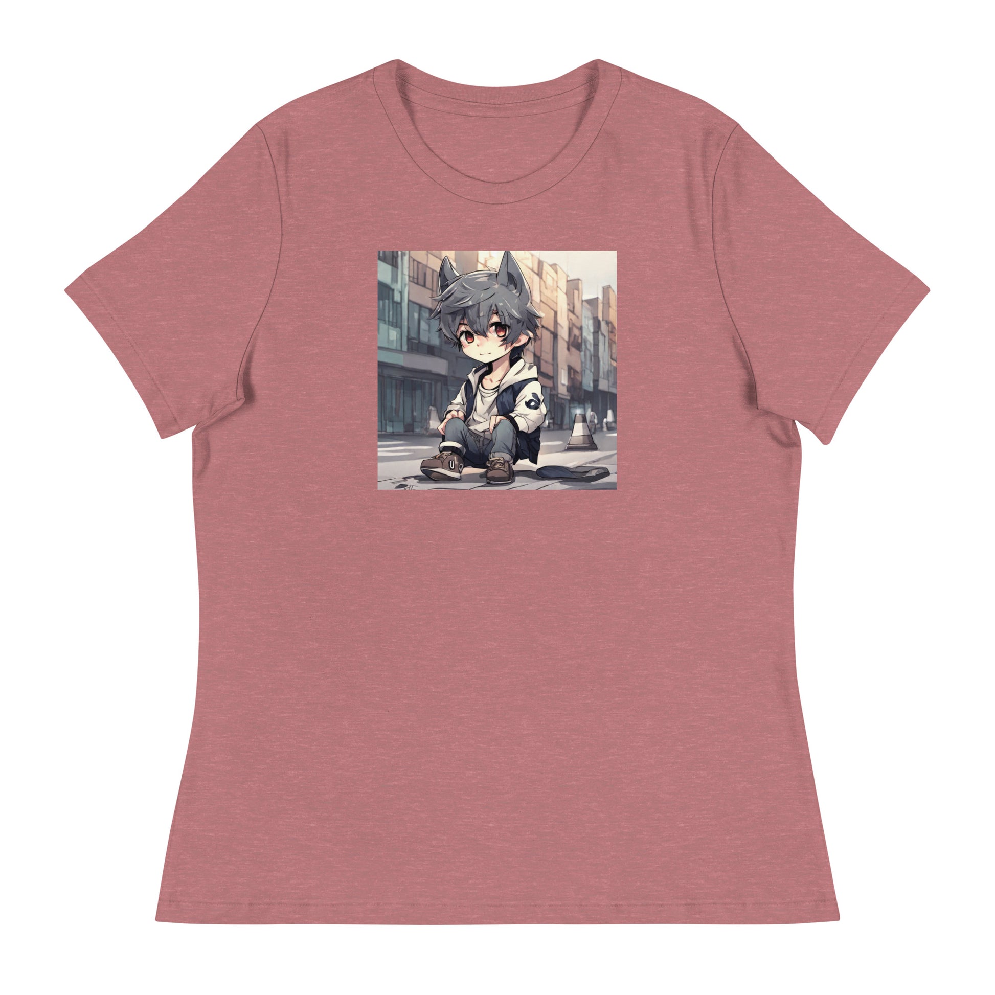 Wolf Spirit Women's Anime T-Shirt Heather Mauve