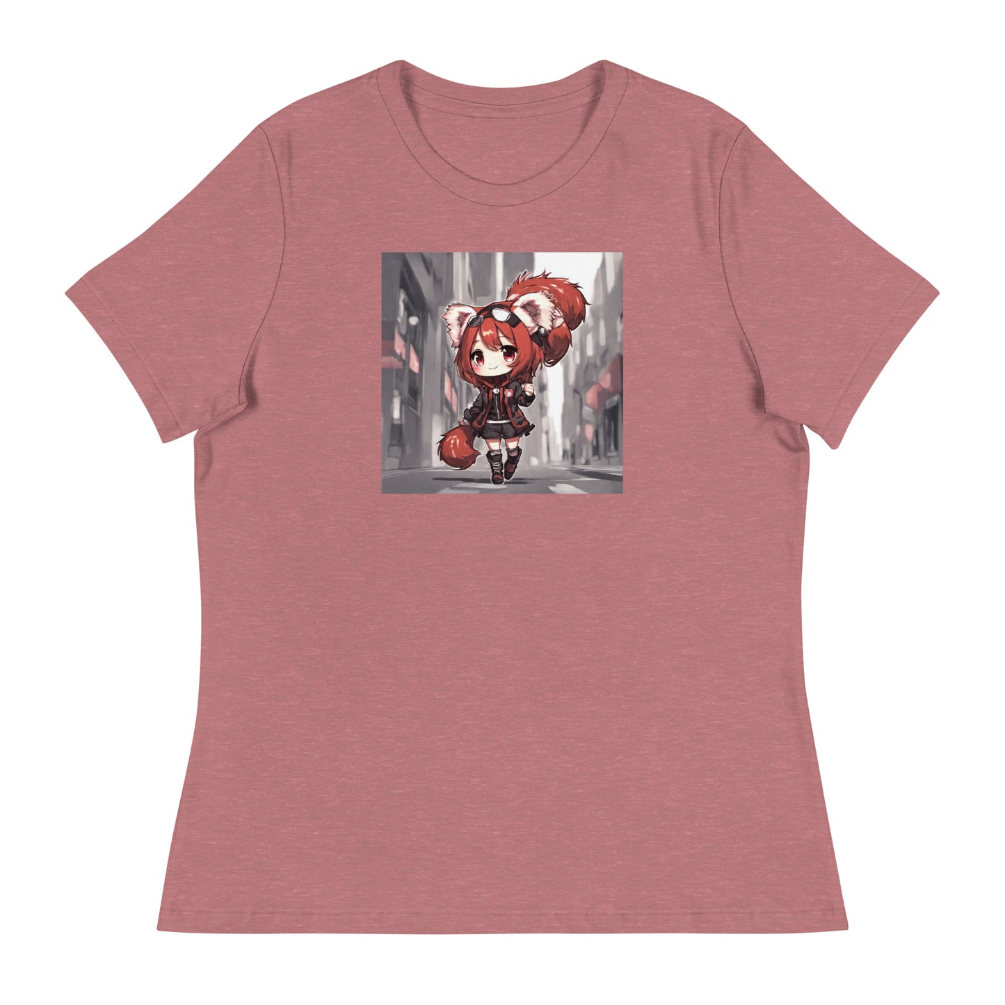 Red Panda Girl Women's Anime T-Shirt Heather Mauve