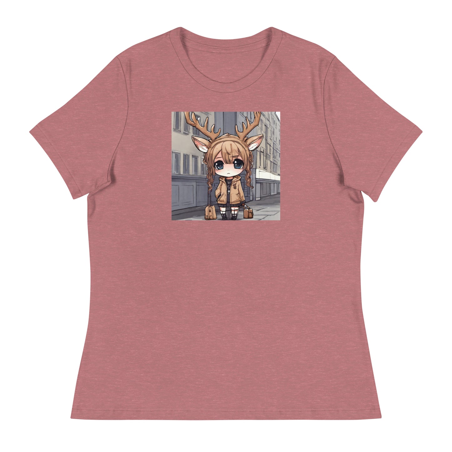 Spirit of the Deer Women's Anime T-Shirt Heather Mauve