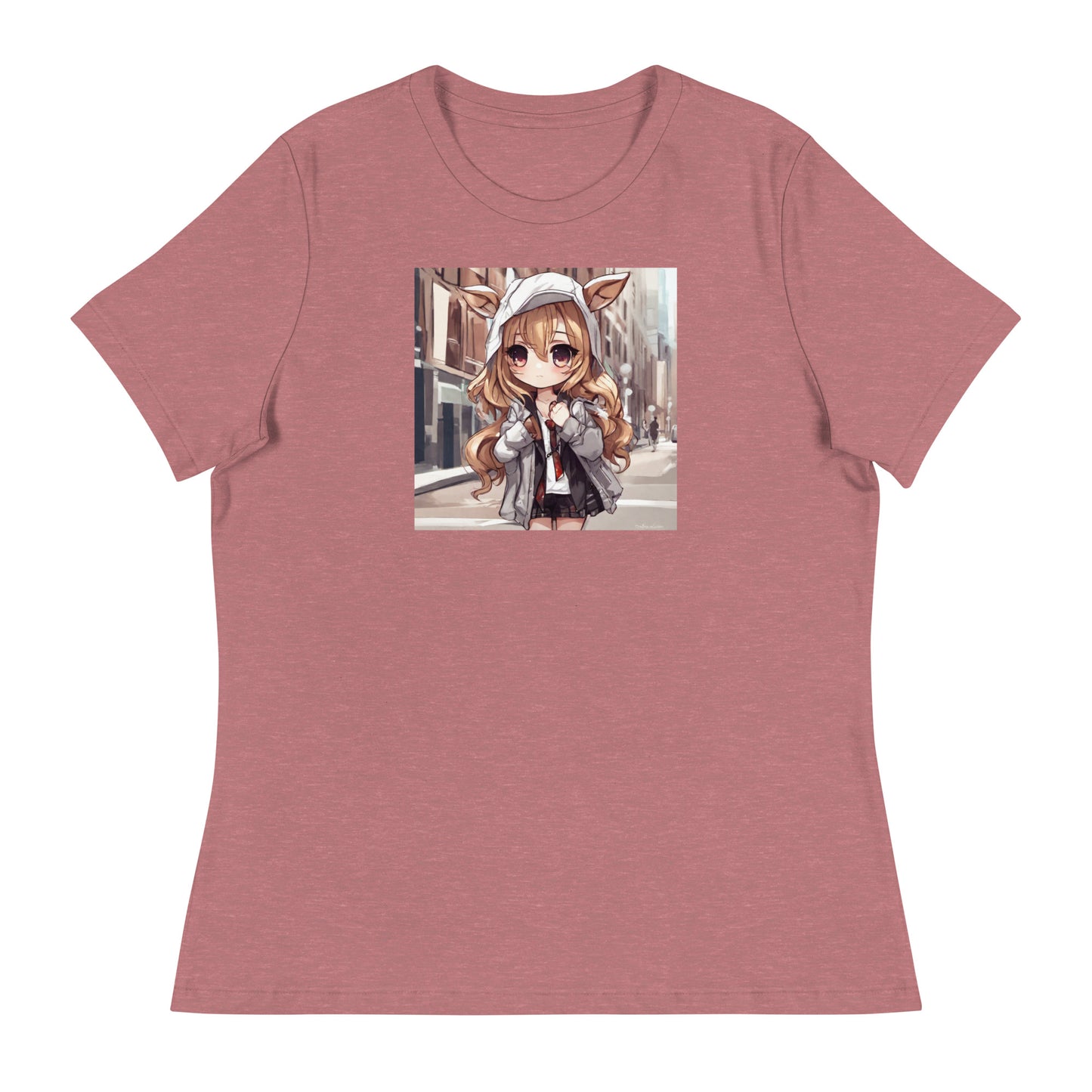 Deer Girl Women's Anime T-Shirt Heather Mauve