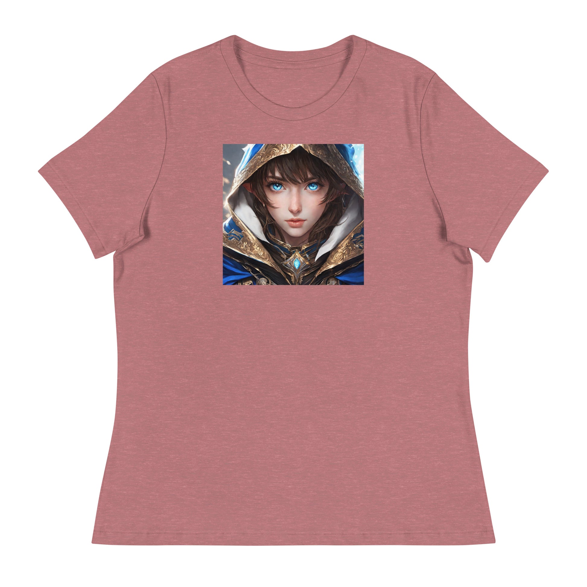 Blue-Eyed Elven Warrior Women's Anime T-Shirt Heather Mauve