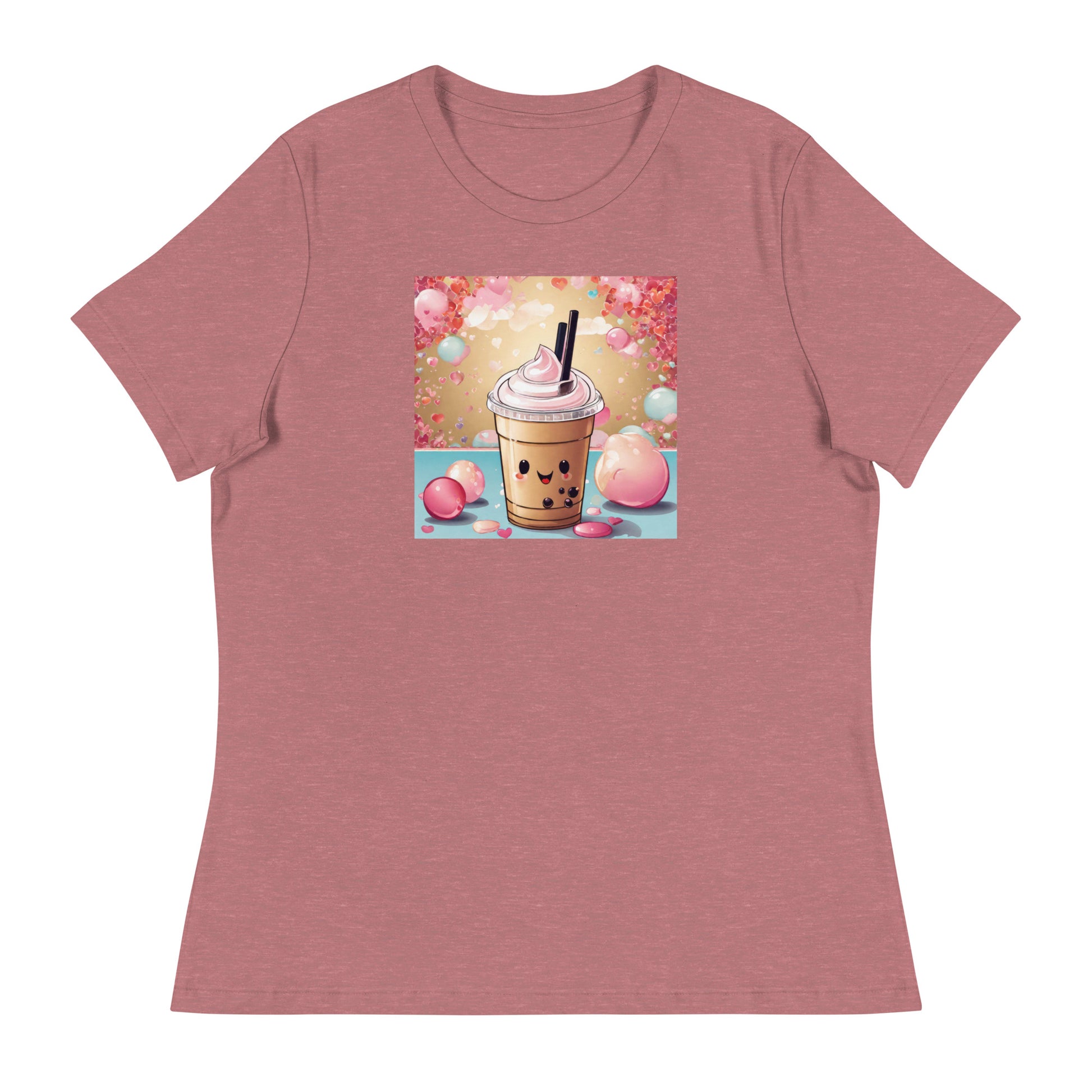 Cute Bubble Milk Tea Women's Boba T-Shirt Heather Mauve