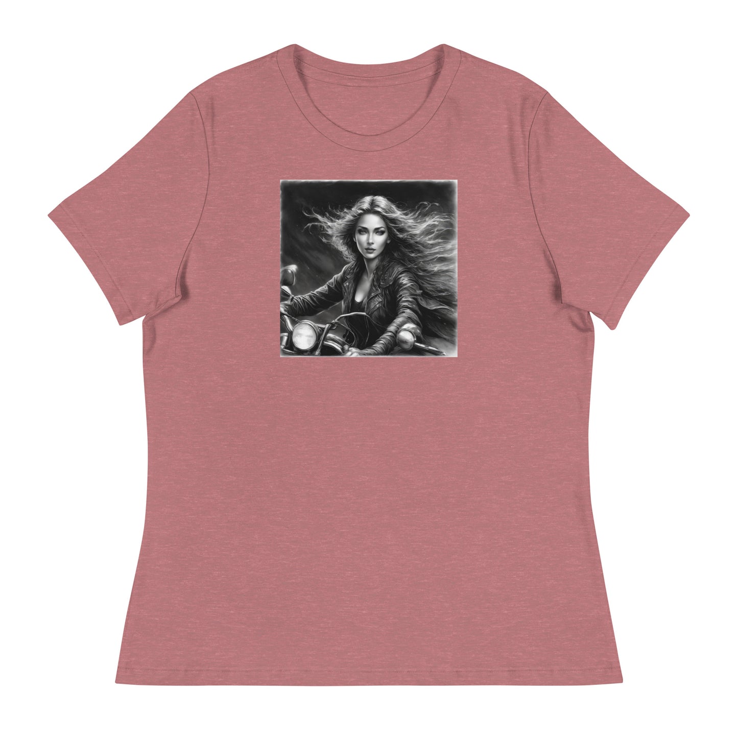 Woman Riding Motorcycle T-Shirt Heather Mauve