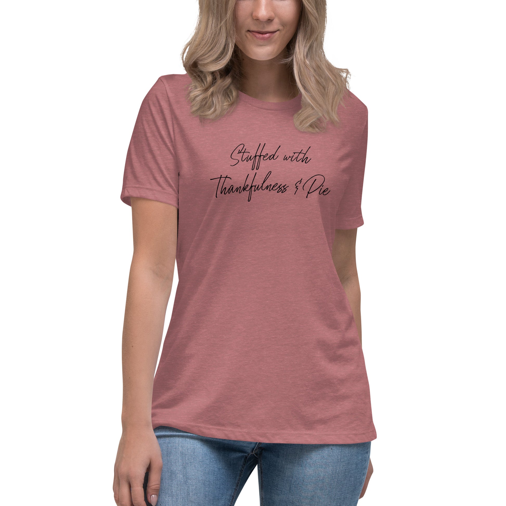 Stuffed with Thankfulness & Pie Women's Thanksgiving T-Shirt