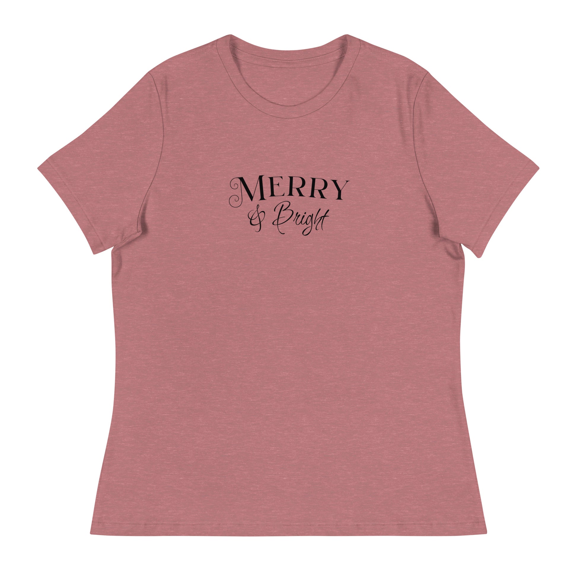 Merry & Bright Women's Christmas T-Shirt Heather Mauve