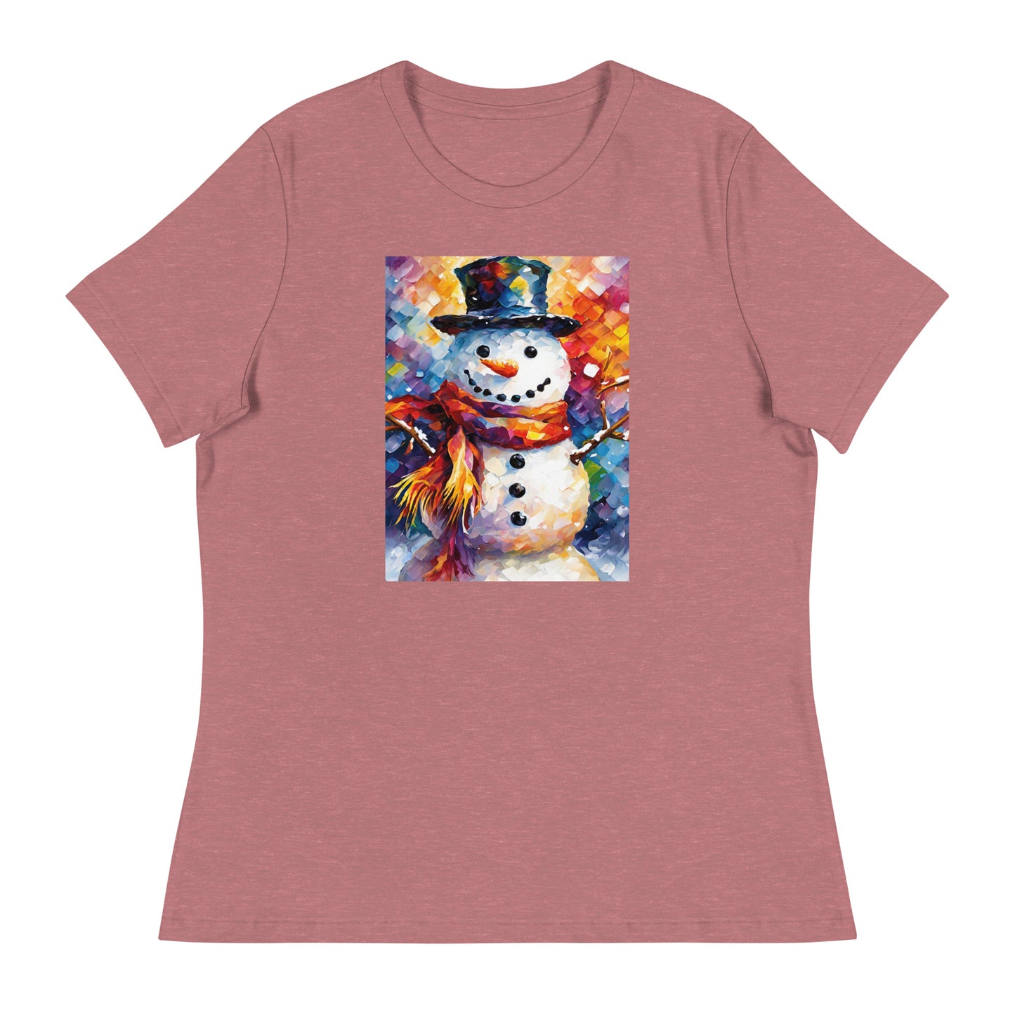 Happy Snowman Women's Christmas T-Shirt Heather Mauve