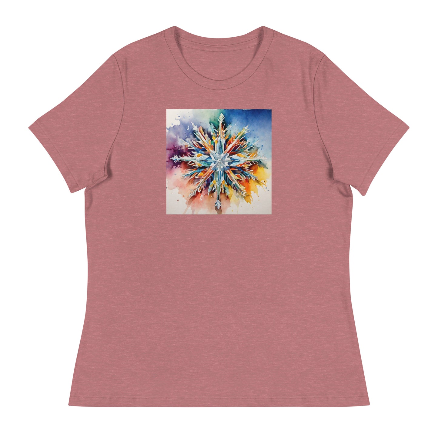 Colorful Snowflake Women's Christmas T-Shirt Heather Mauve