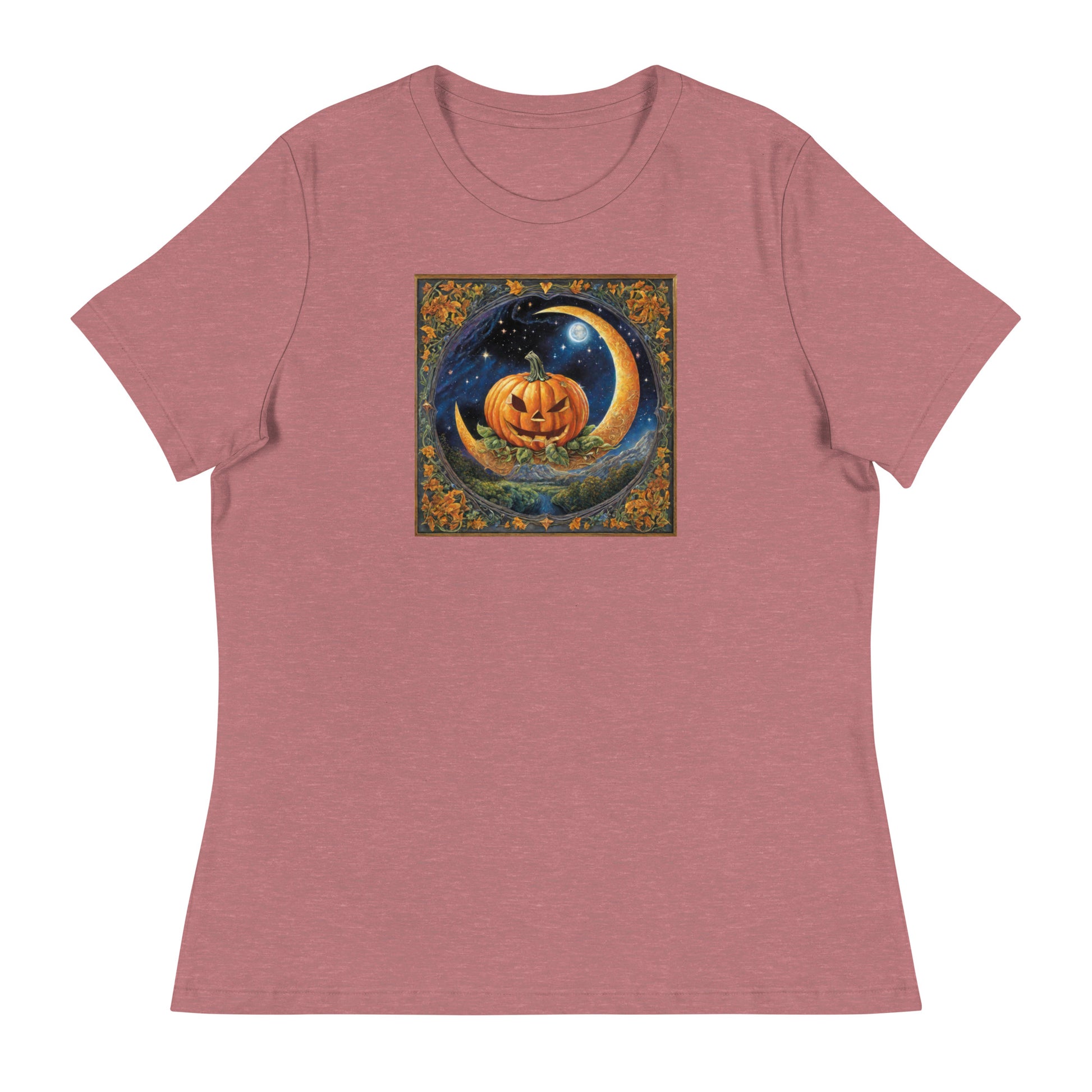 Jack O' Lantern Pumpkin Women's Halloween T-Shirt Heather Mauve