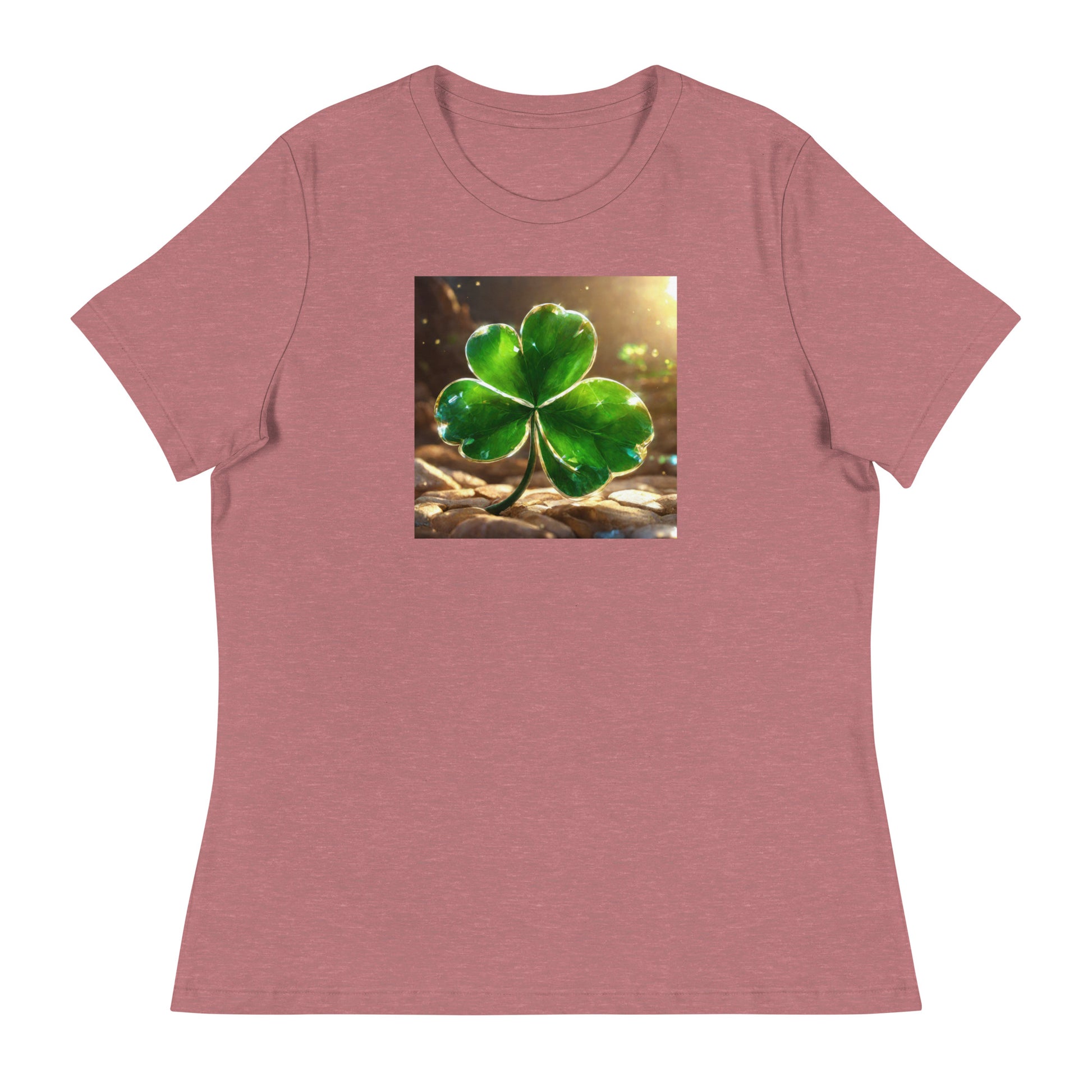 Lucky Four Leaf Clover Women's St Patrick's Day T-Shirt Heather Mauve