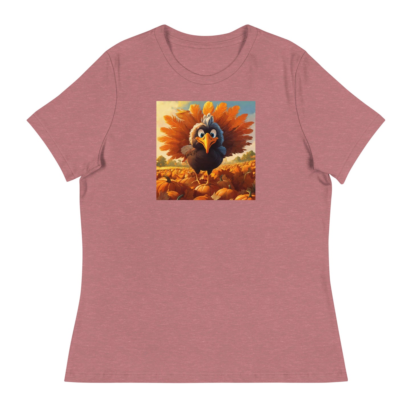 Cute Turkey Women's Thanksgiving T-Shirt Heather Mauve