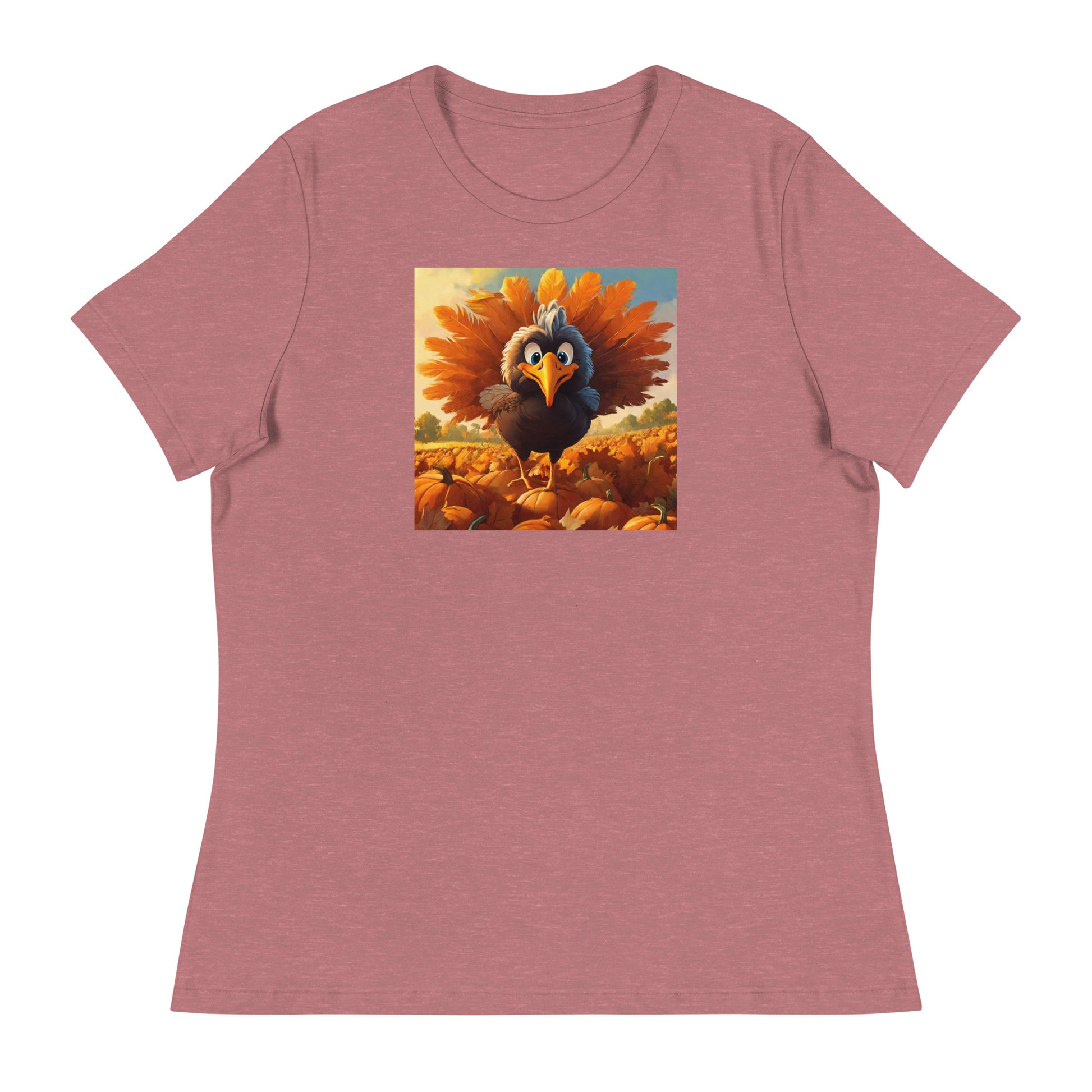 Cute Turkey Women's Thanksgiving T-Shirt Heather Mauve